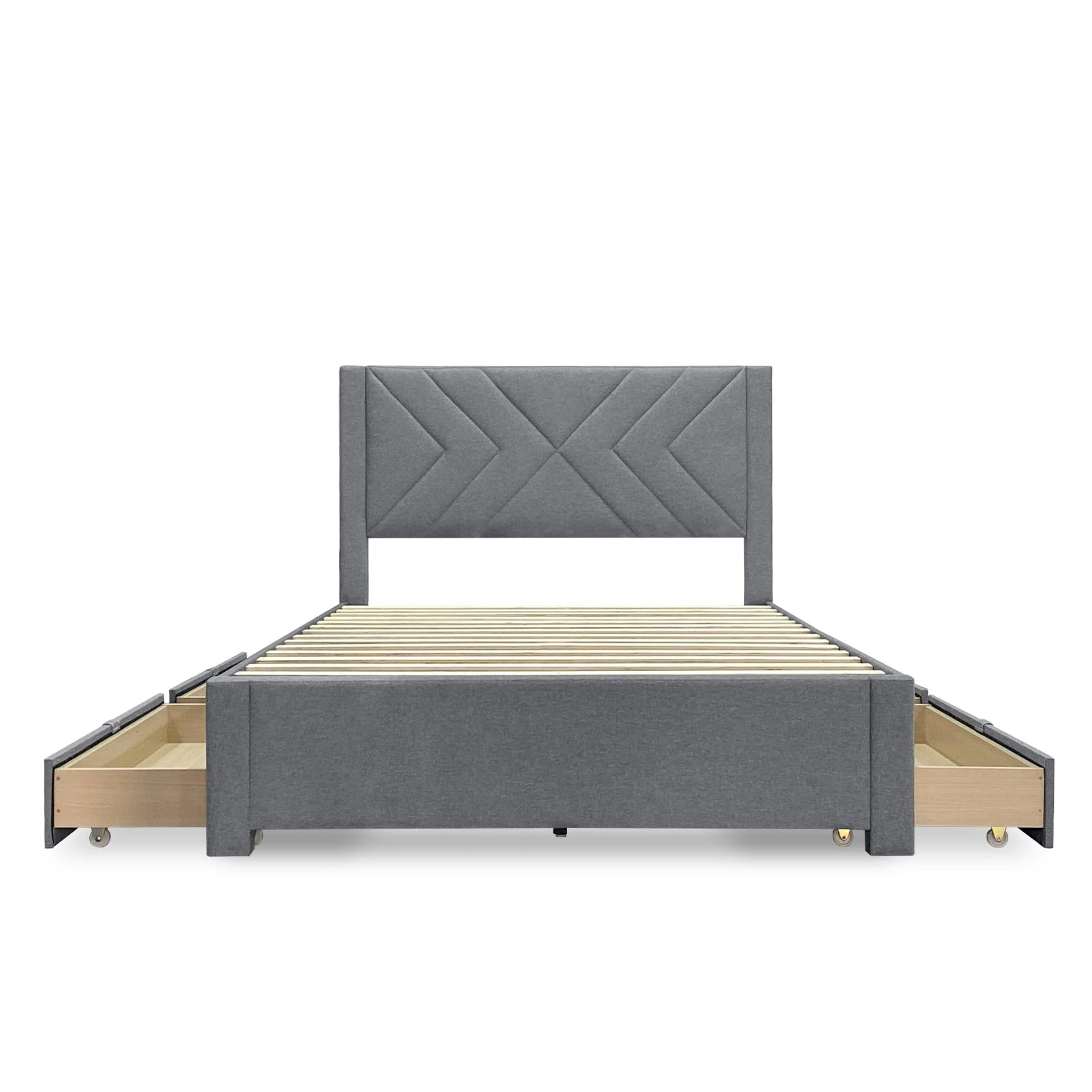Haydon Double Fabric Bed Frame with 4 Drawers - Light Grey - Image 11
