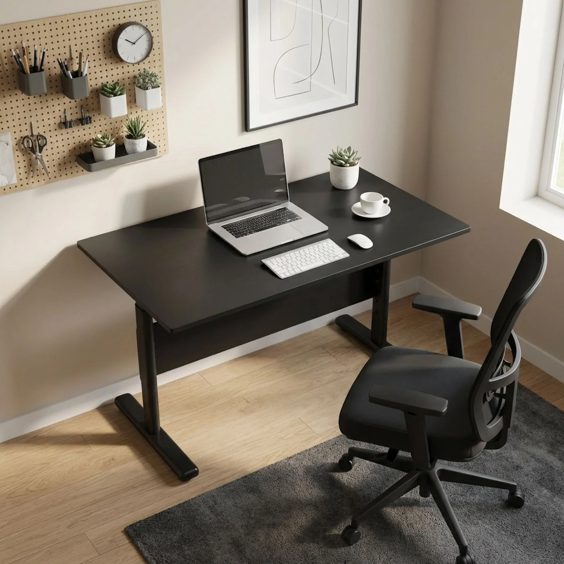 Hector 100cm Height-Adjustable Computer Desk - Black