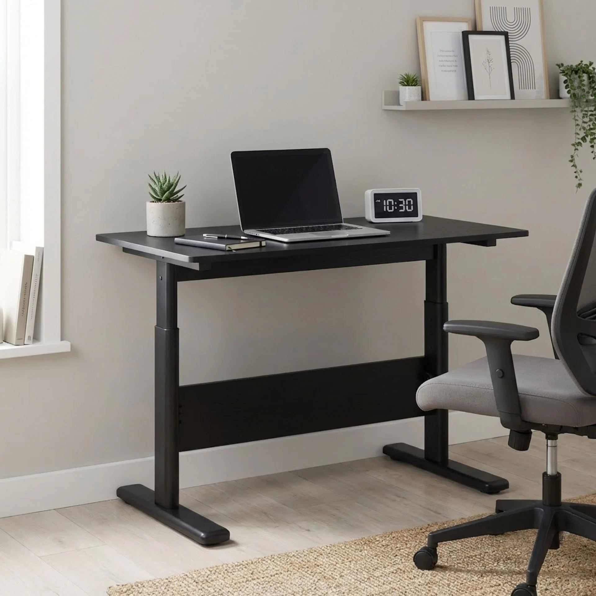 Hector 100cm Height-Adjustable Computer Desk - Black - Image 3