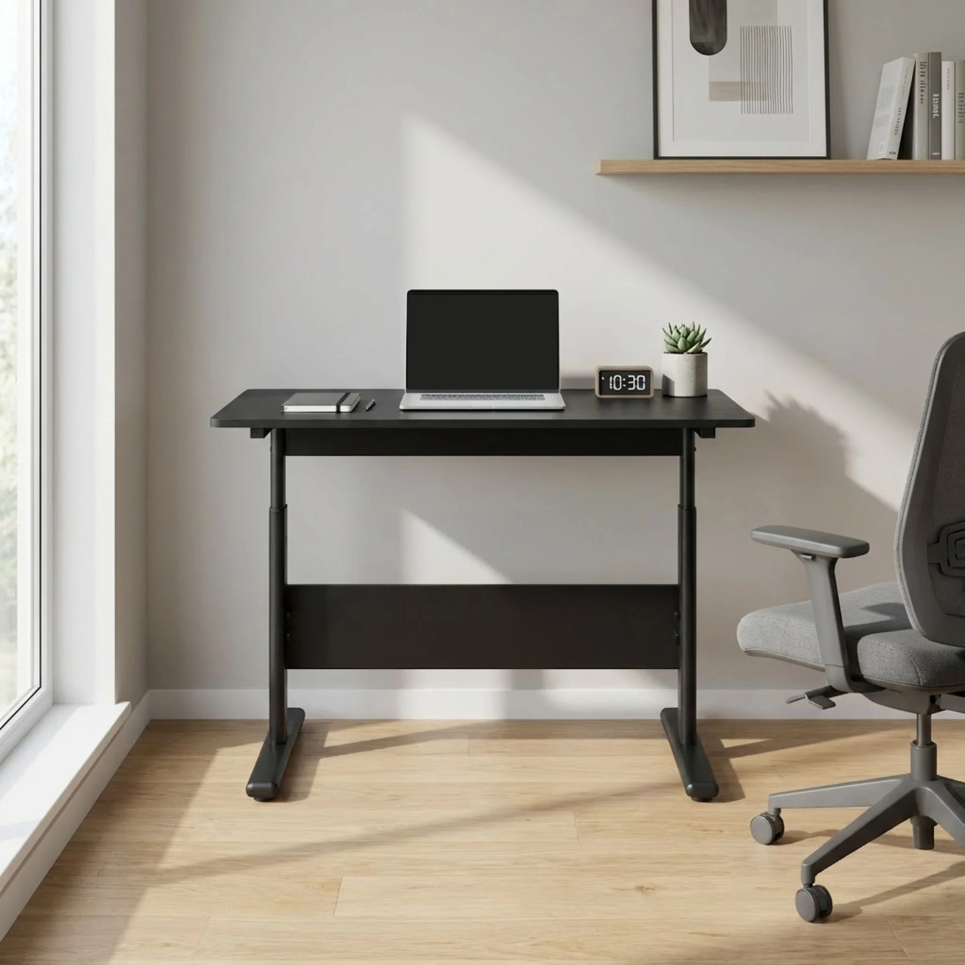 Hector 100cm Height-Adjustable Computer Desk - Black - Image 5