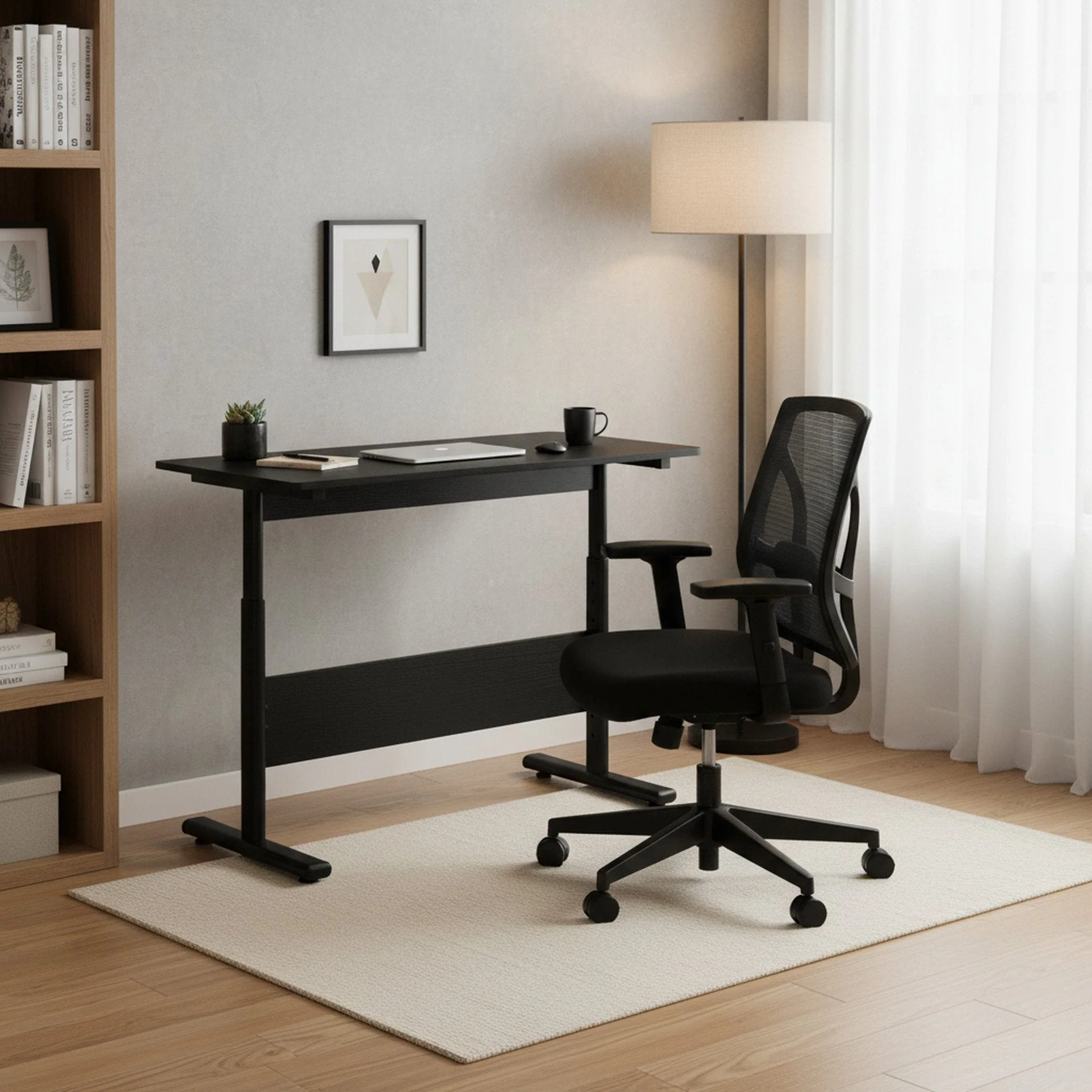 Hector 100cm Height-Adjustable Computer Desk - Black - Image 6