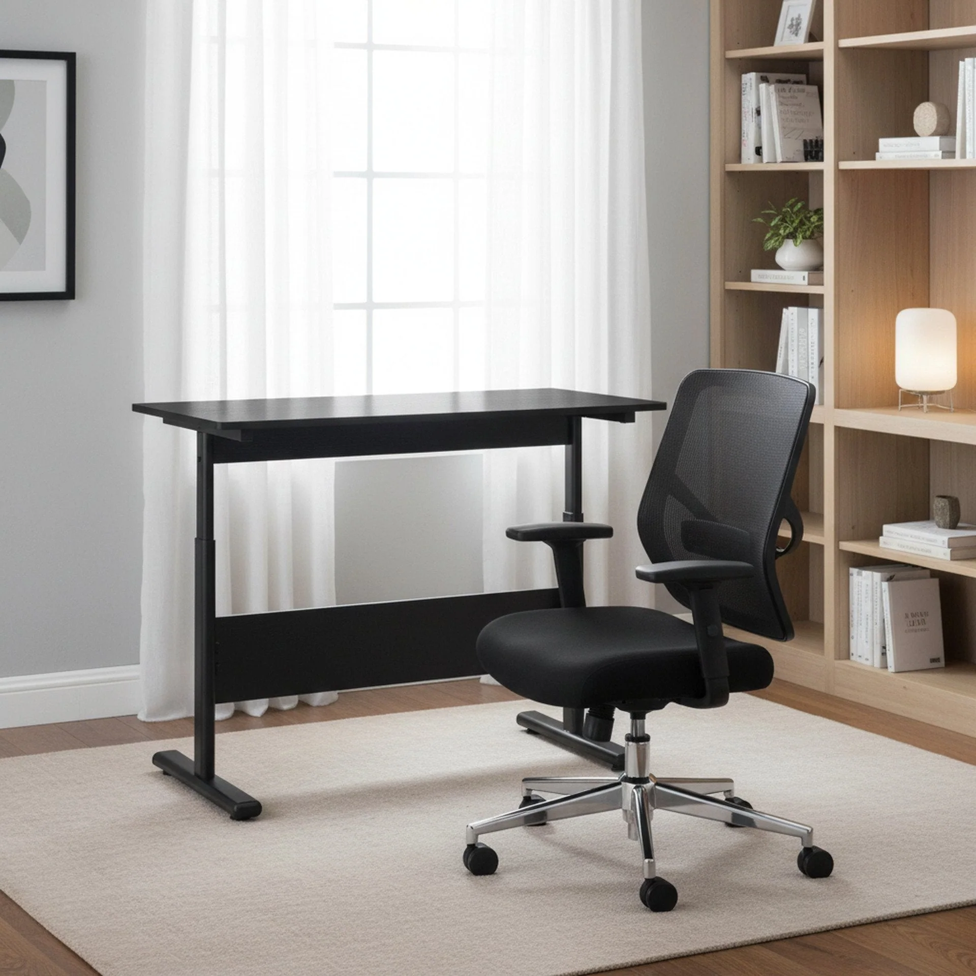 Hector 100cm Height-Adjustable Computer Desk - Black - Image 7