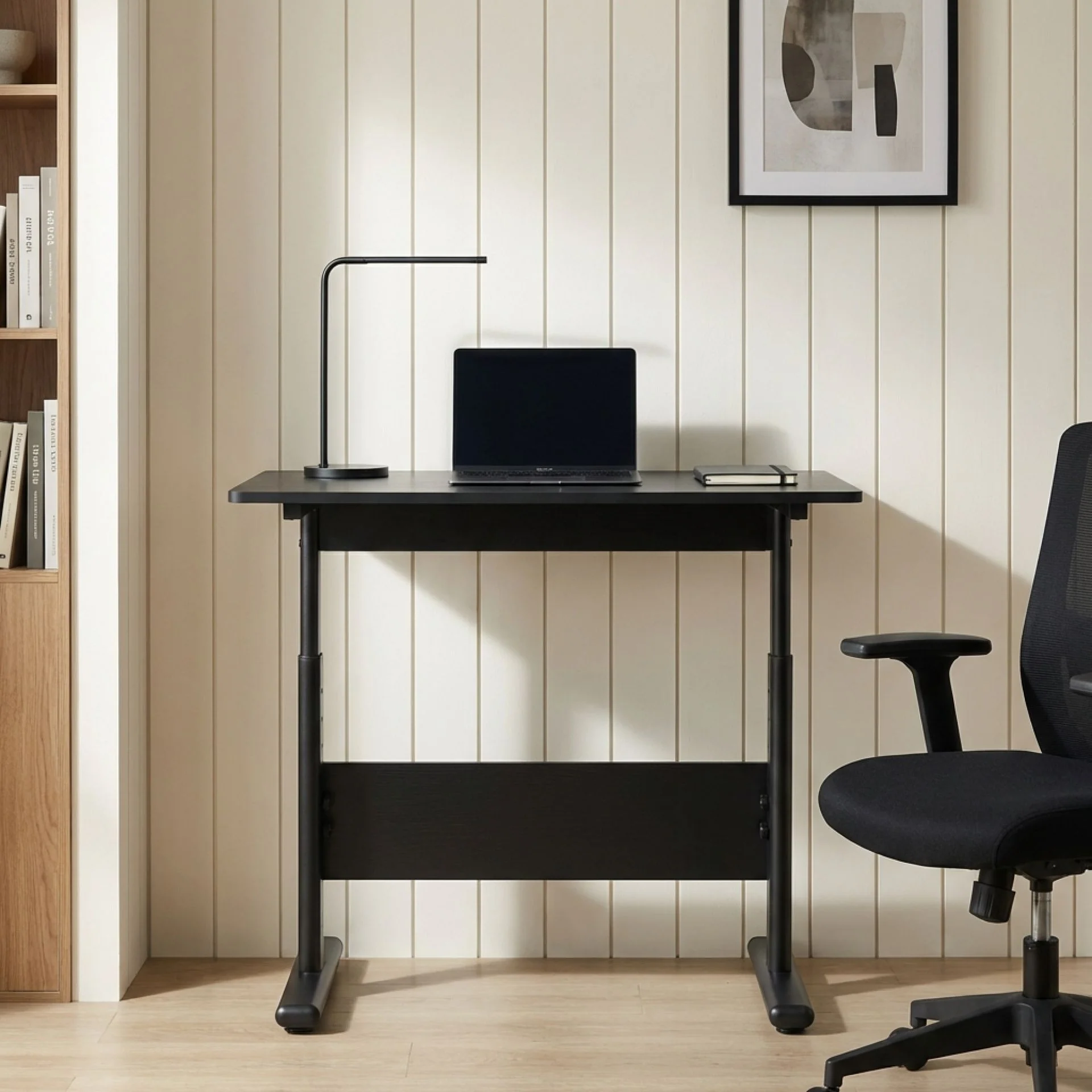 Hector 80cm Height-Adjustable Computer Desk - Black - Image 4