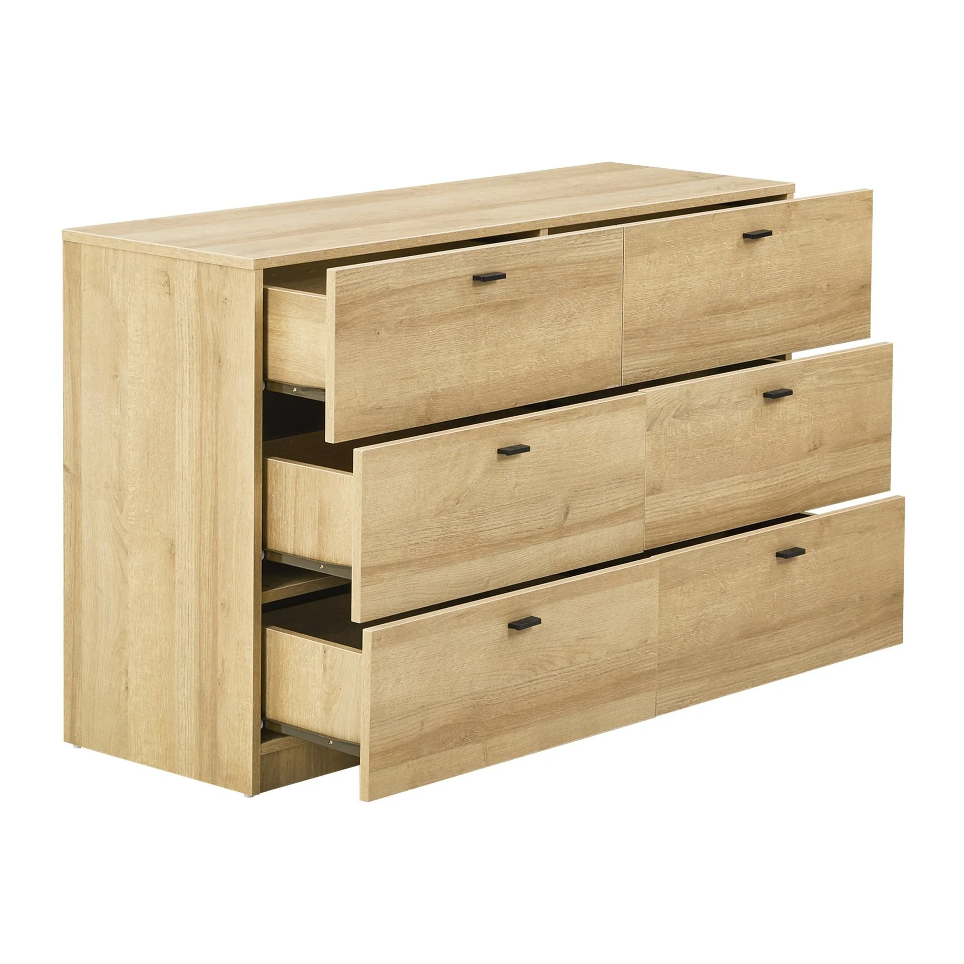 Hekla Low Boy 6 Drawer Chest Dresser - Oak - Image 5