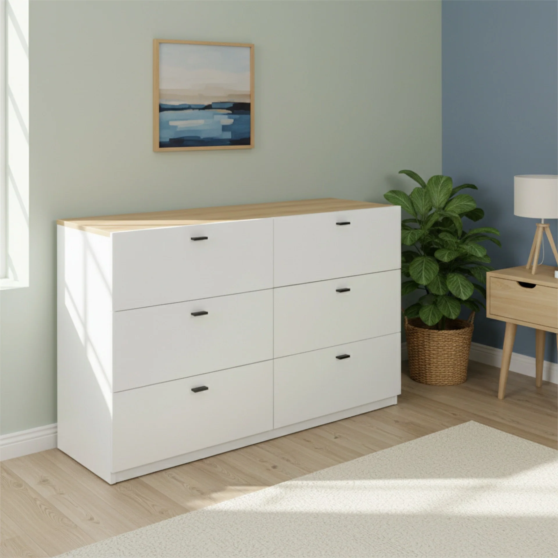 Hekla Low Boy 6 Drawer Chest Dresser - White - Image 15
