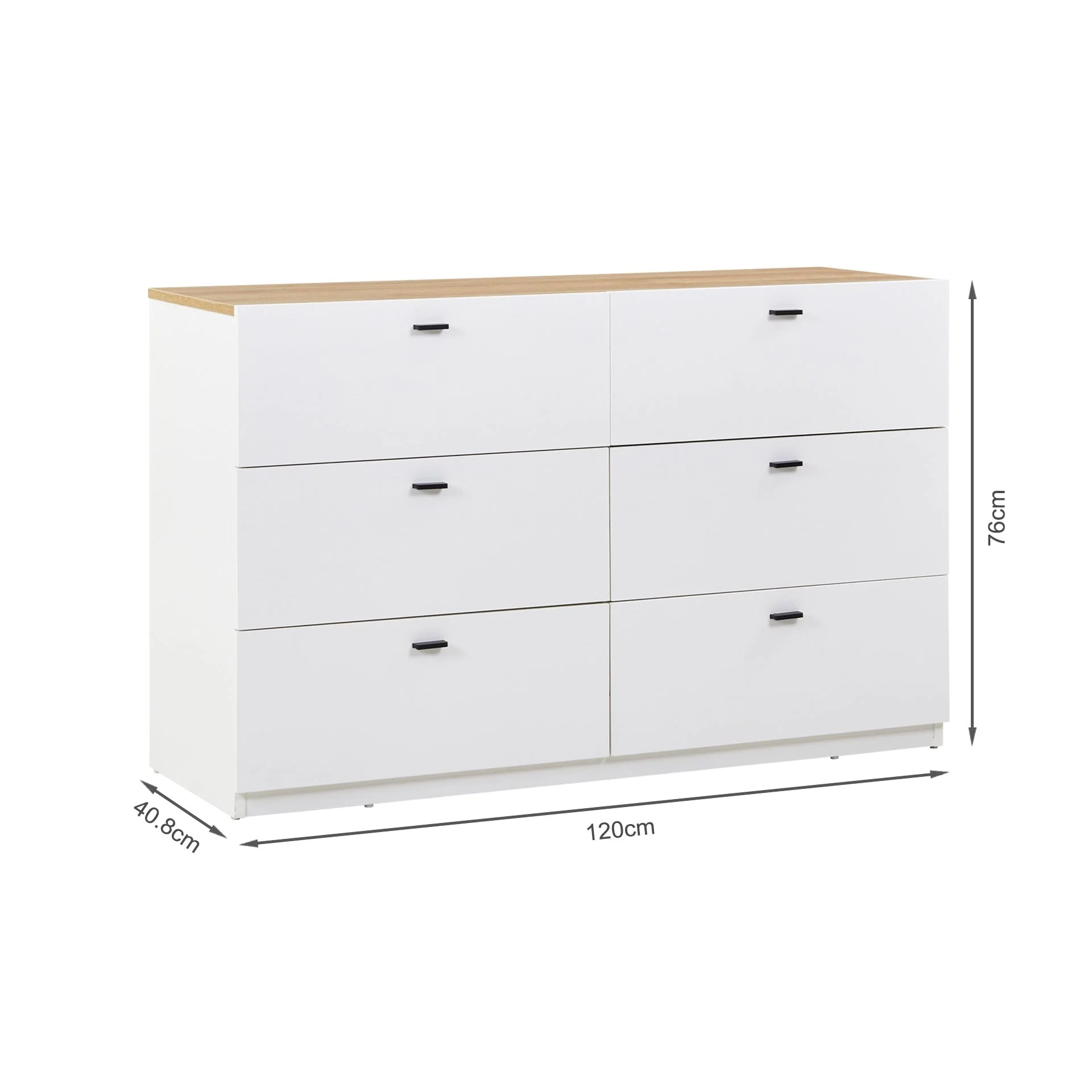 Hekla Low Boy 6 Drawer Chest Dresser - White - Image 6