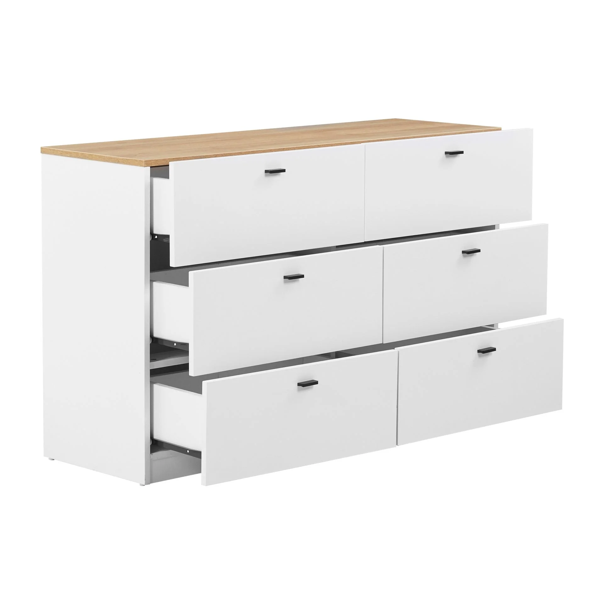 Hekla Low Boy 6 Drawer Chest Dresser - White - Image 9