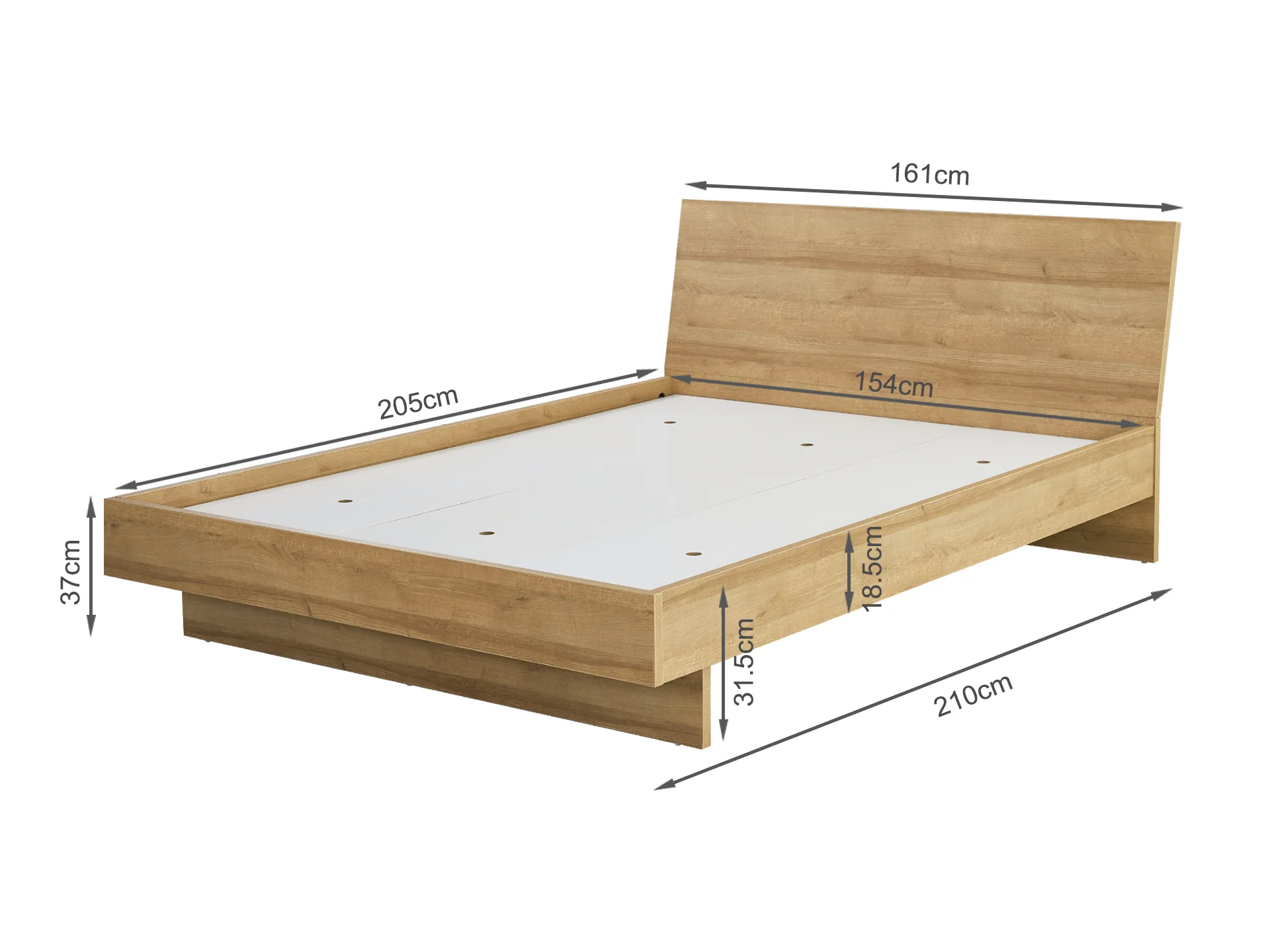 Hekla Queen Wooden Bed Frame - Oak - Image 10