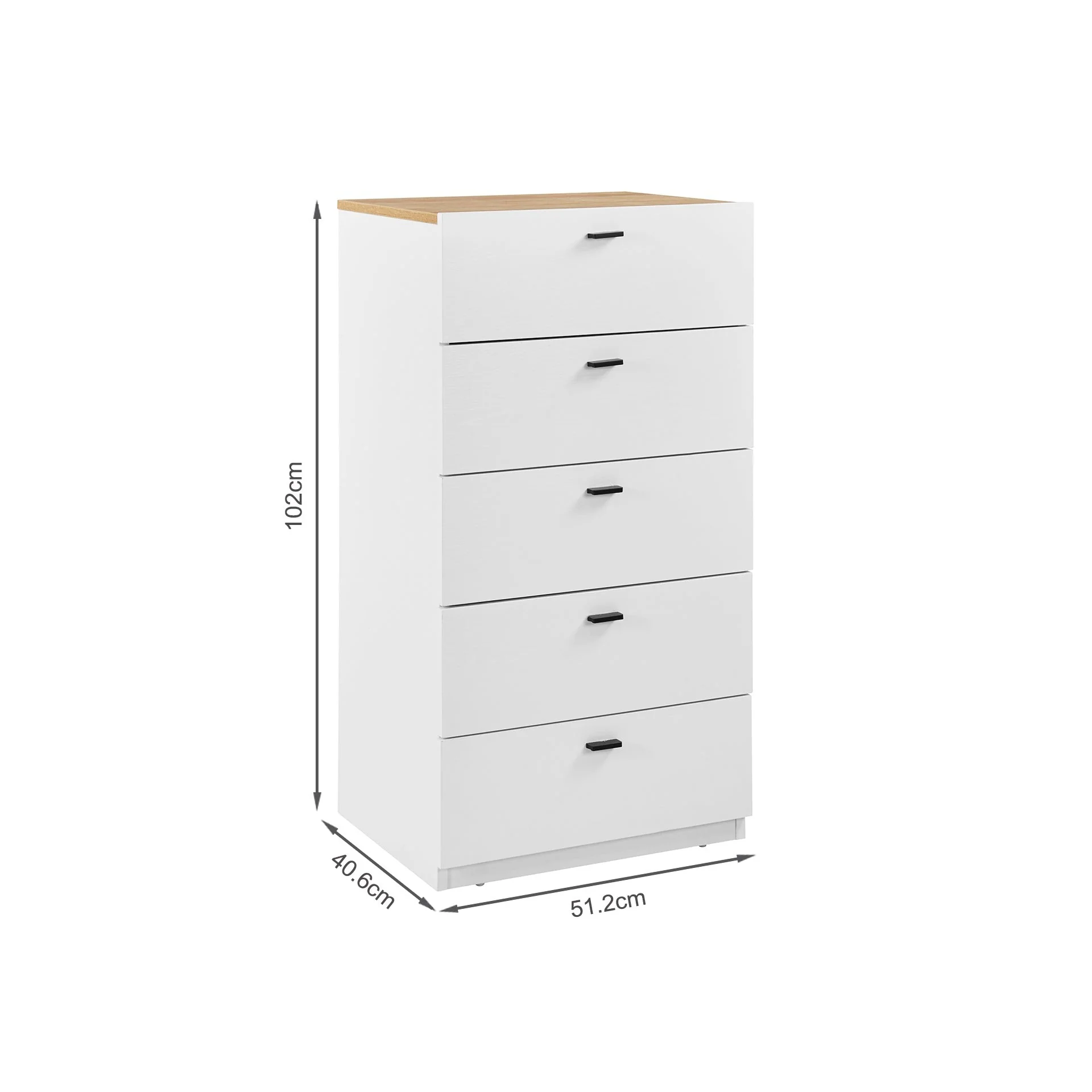 Hekla Tallboy 5 Drawer Chest Dresser - White - Image 9