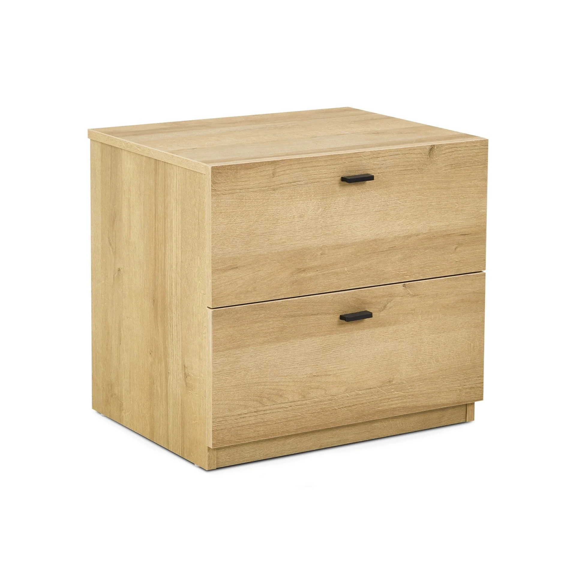 Hekla Wooden Bedside Table Nightstand with 2 Drawers - Oak - Image 2