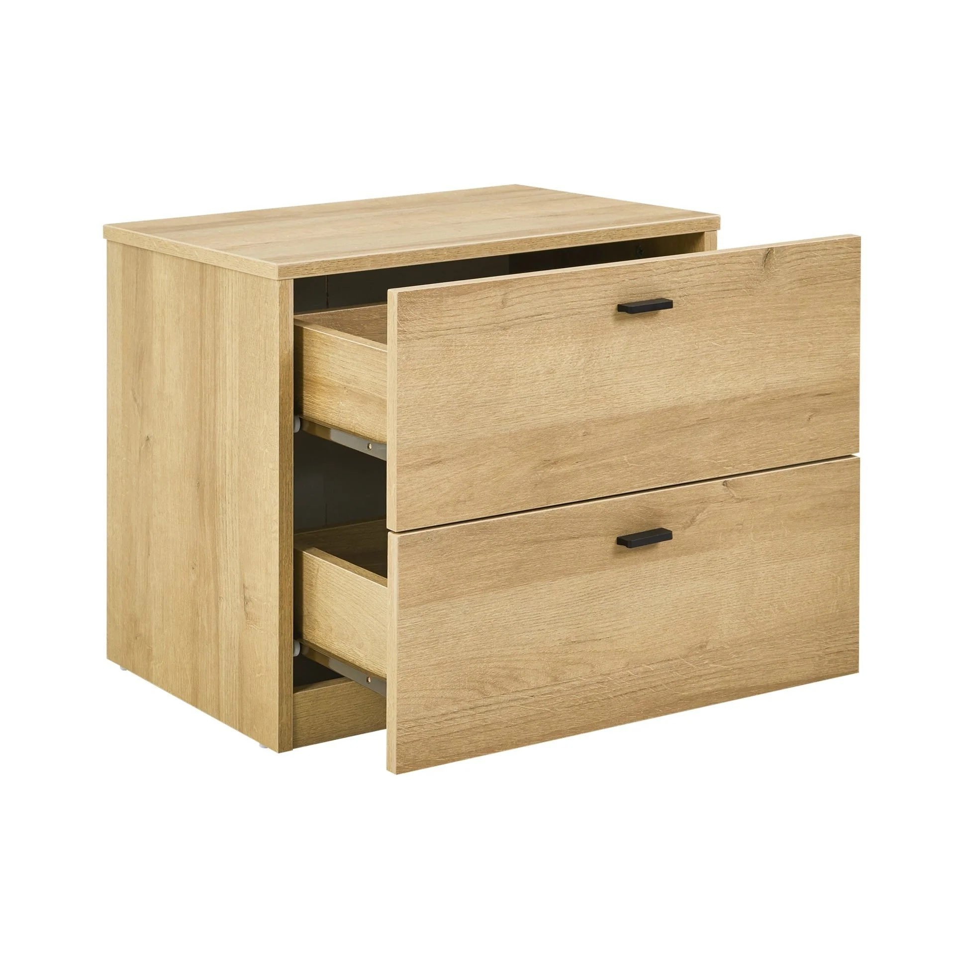 Hekla Wooden Bedside Table Nightstand with 2 Drawers - Oak - Image 4