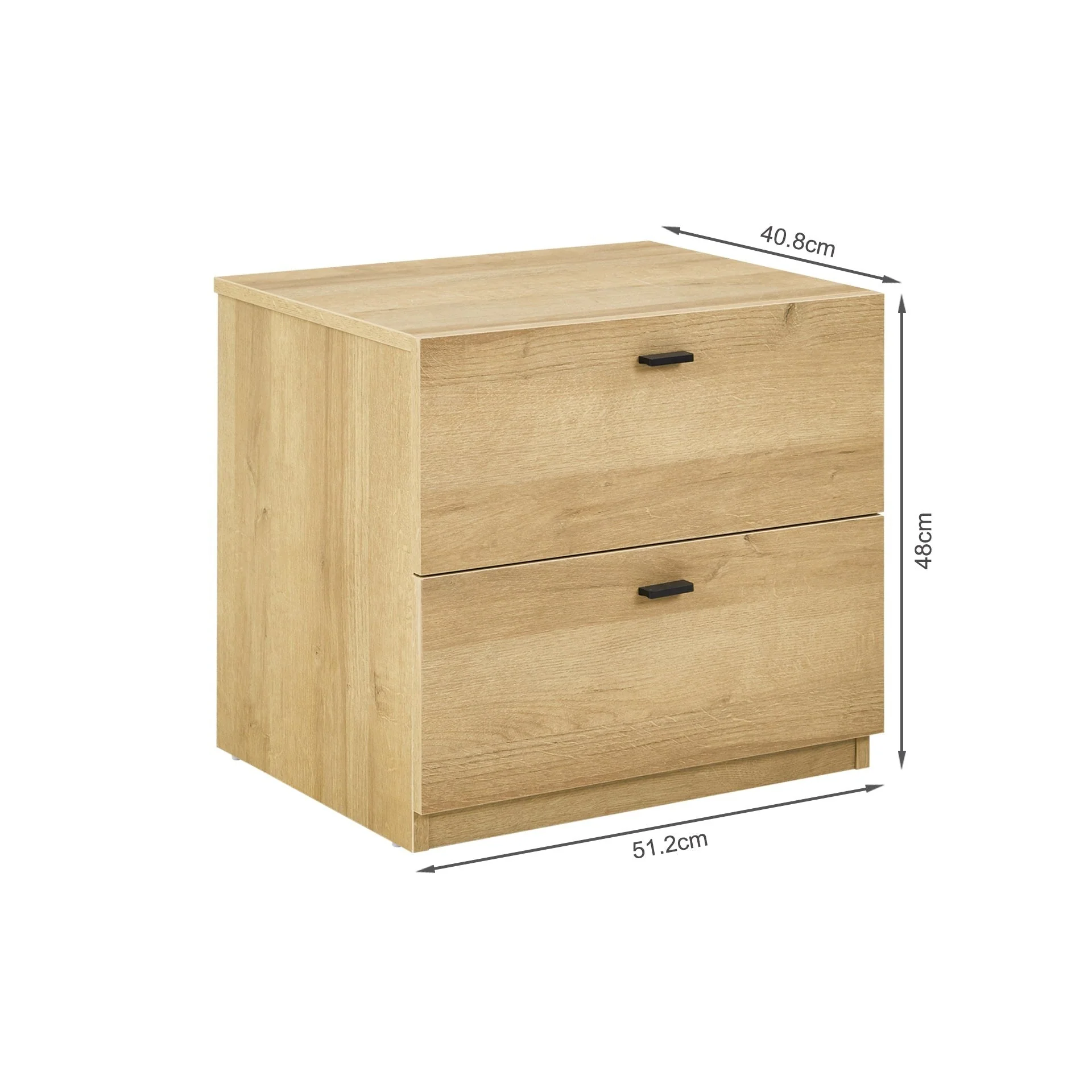 Hekla Wooden Bedside Table Nightstand with 2 Drawers - Oak - Image 8