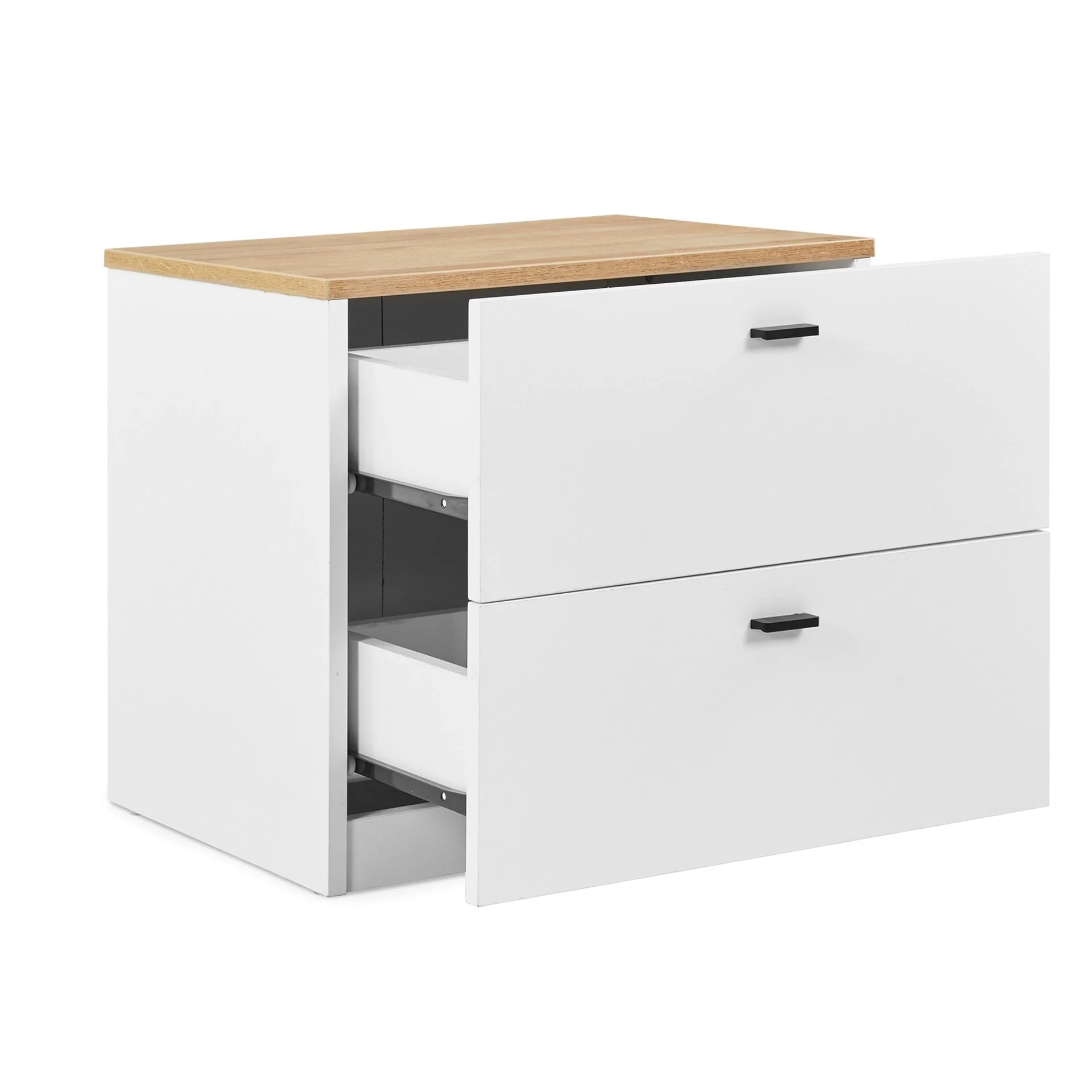 Hekla Wooden Bedside Table Nightstand with 2 Drawers - White - Image 4