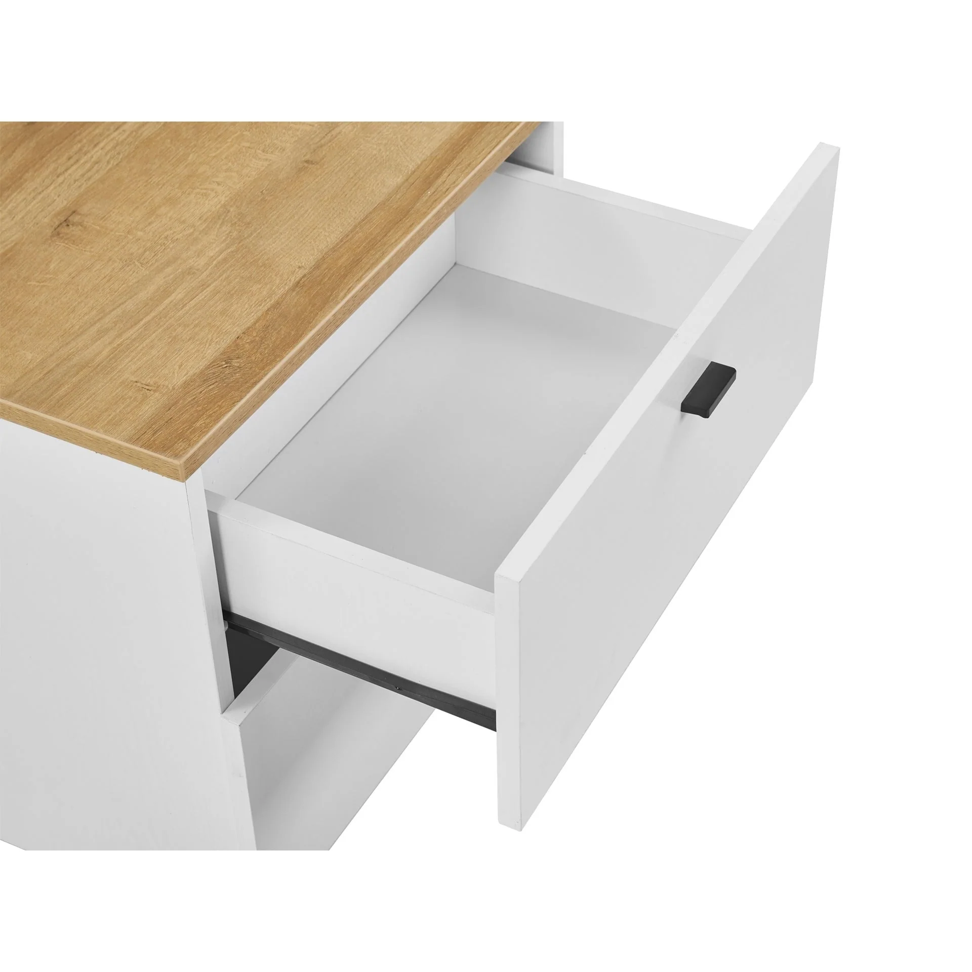 Hekla Wooden Bedside Table Nightstand with 2 Drawers - White - Image 5