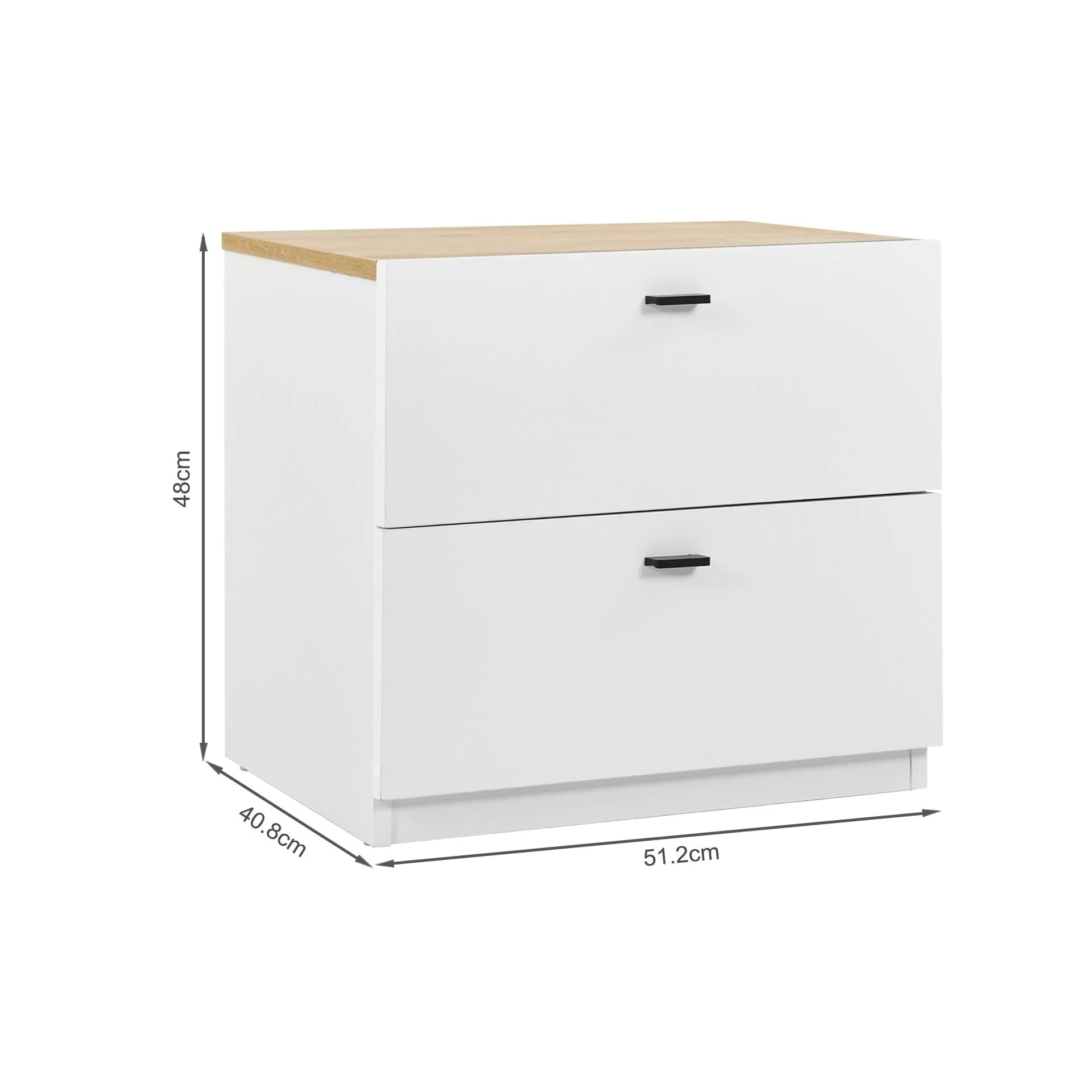 Hekla Wooden Bedside Table Nightstand with 2 Drawers - White - Image 6