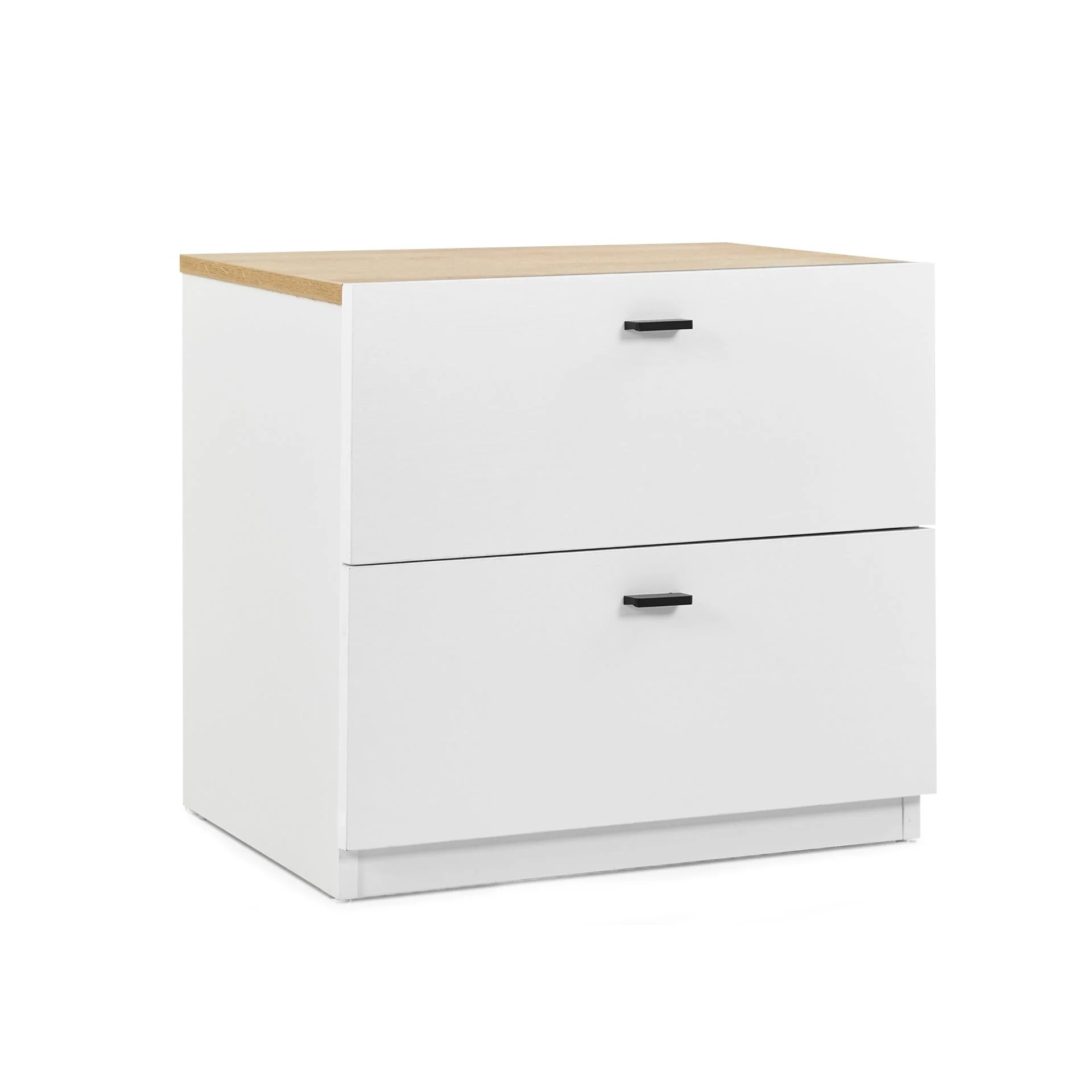 Hekla Wooden Bedside Table Nightstand with 2 Drawers - White - Image 8
