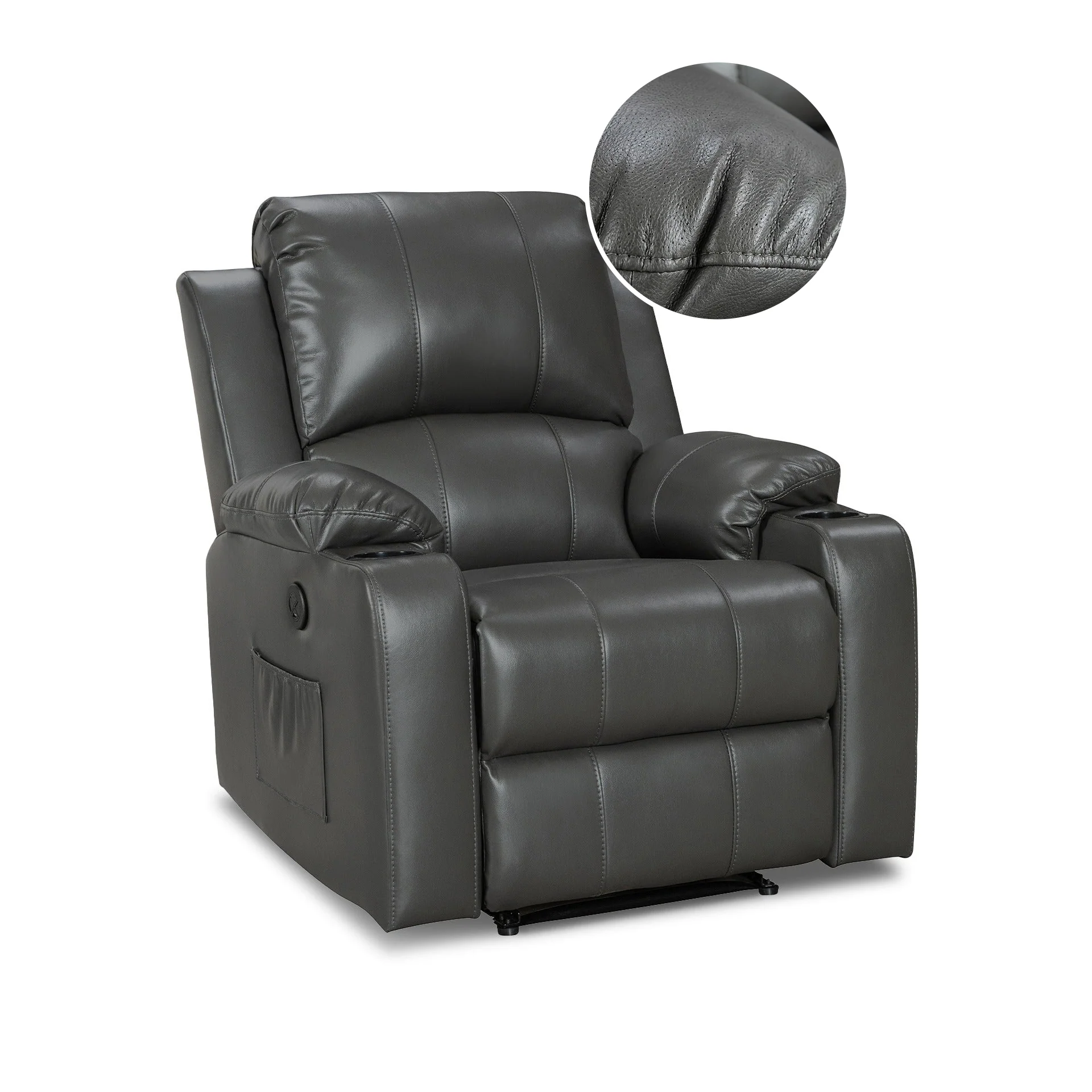 Henley Air Leather Electric 1 Seater Recliner Sofa - Grey - Image 3