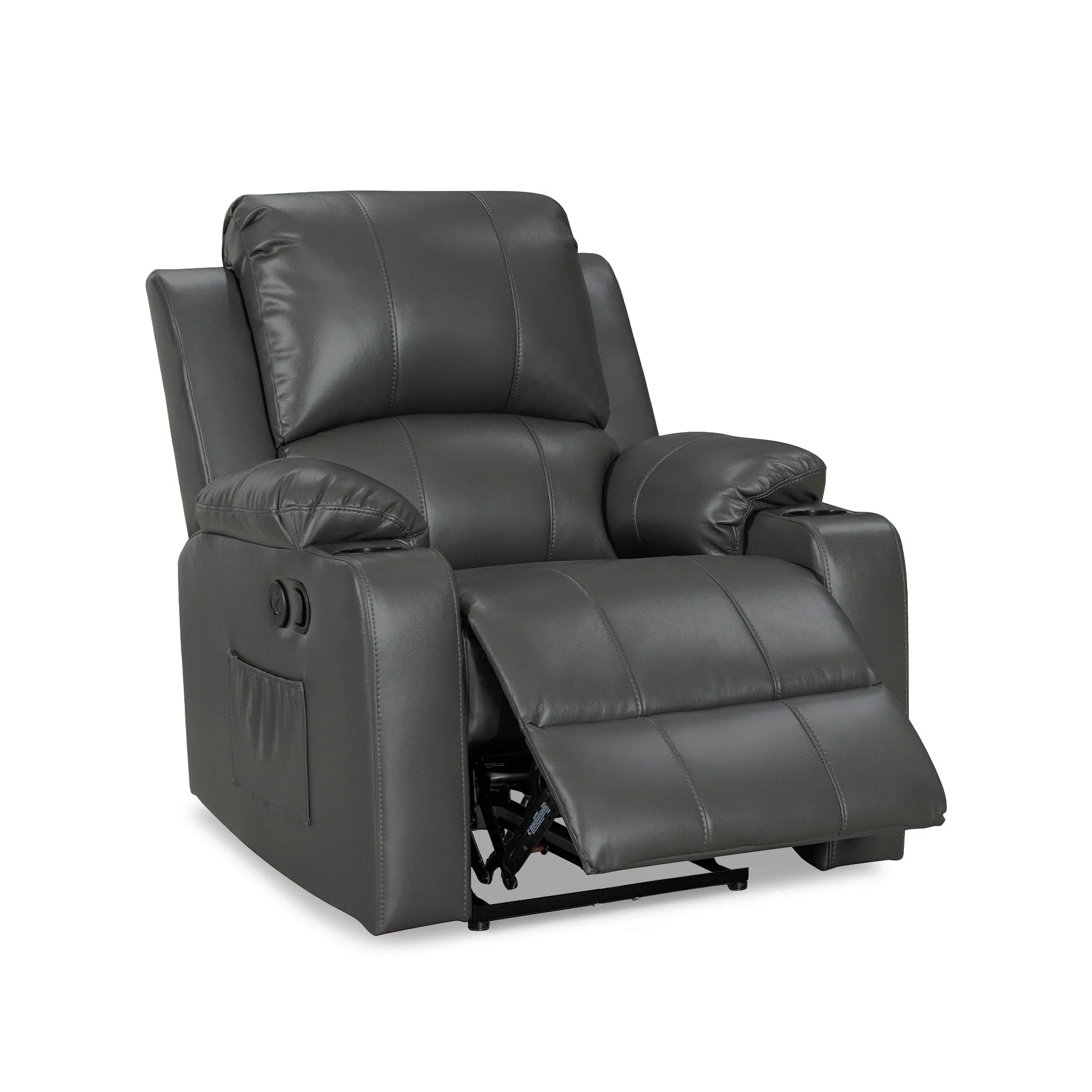 Henley Air Leather Electric 1 Seater Recliner Sofa - Grey - Image 5
