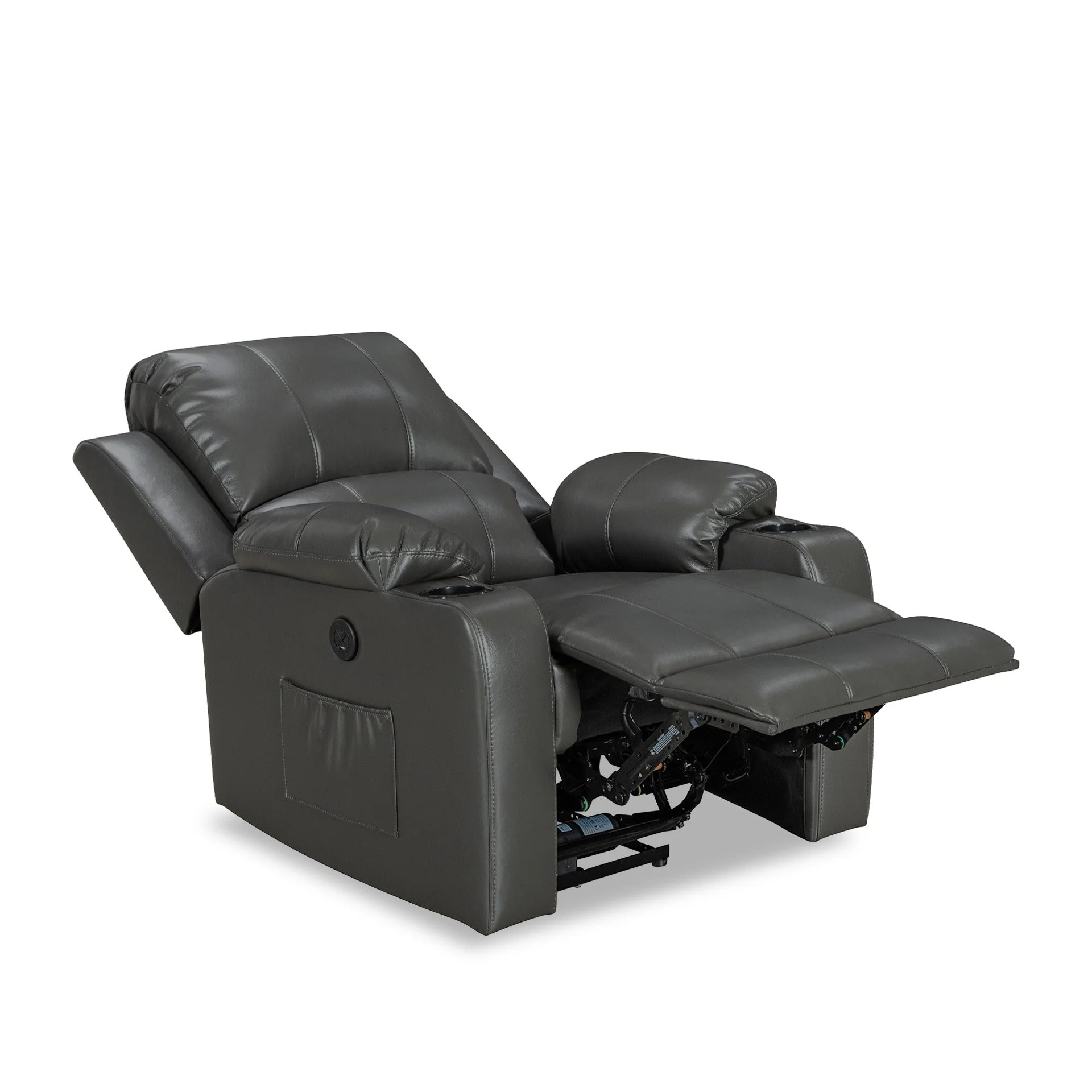 Henley Air Leather Electric 1 Seater Recliner Sofa - Grey - Image 6