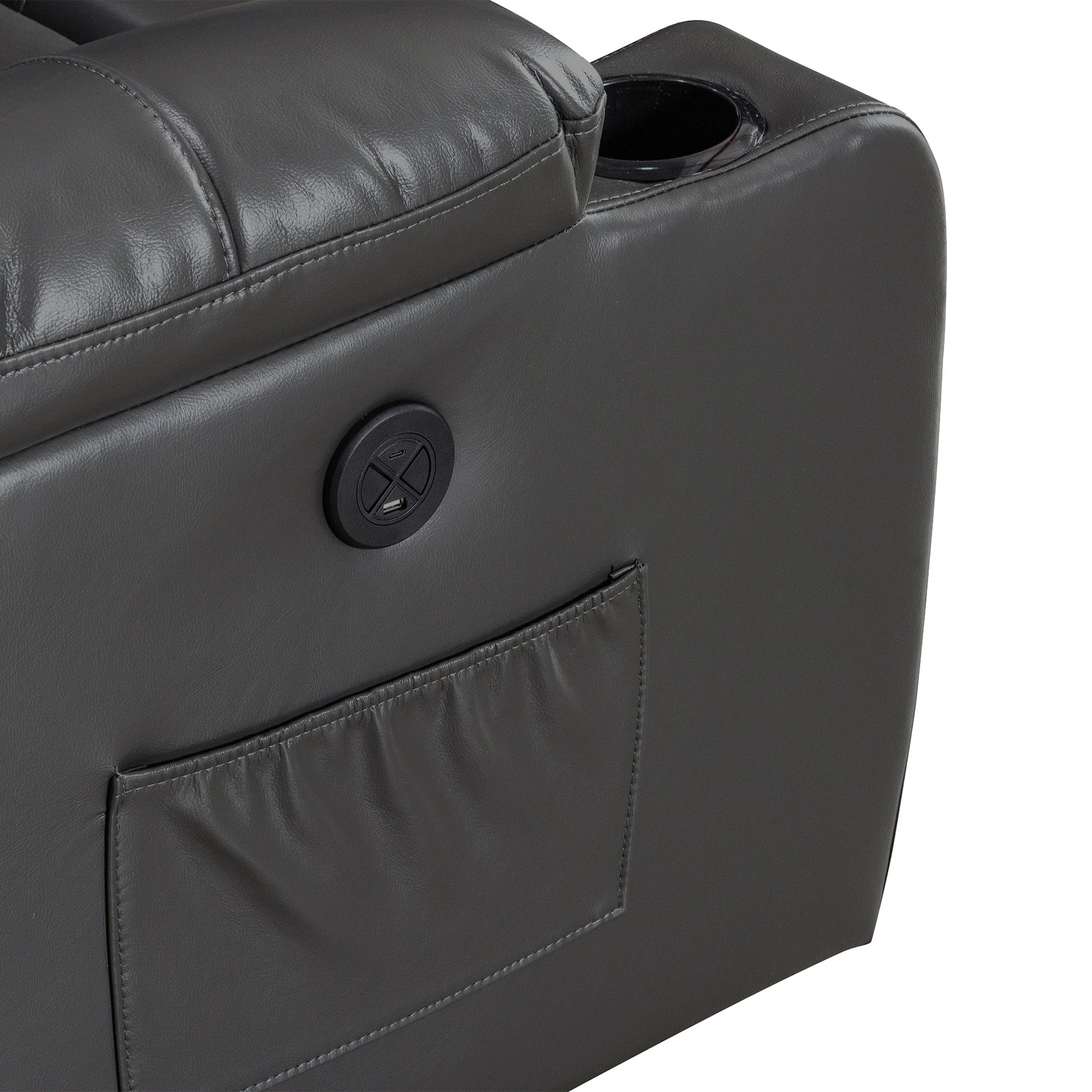 Henley Air Leather Electric 1 Seater Recliner Sofa - Grey - Image 7