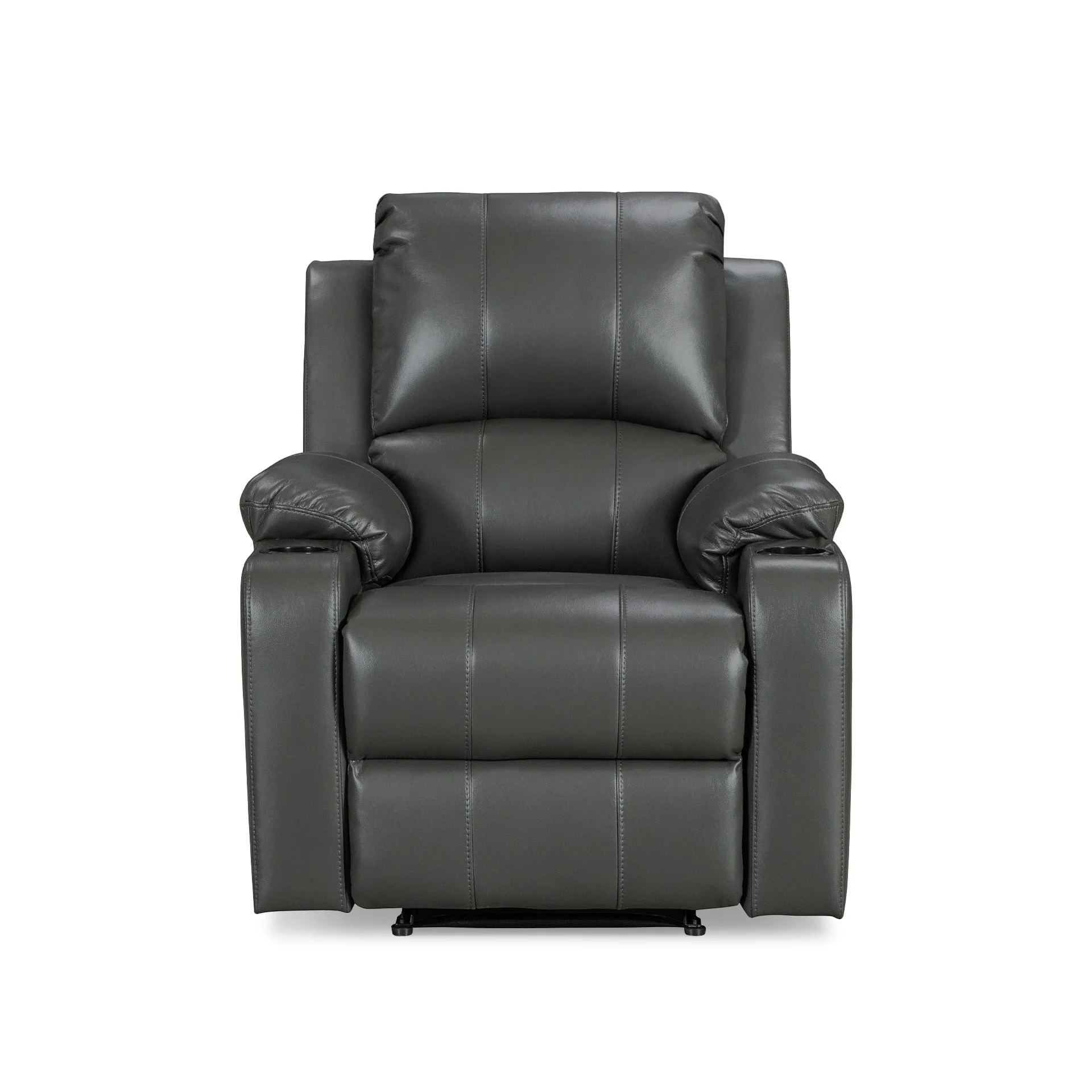 Henley Air Leather Manual 1 Seater Recliner Sofa - Grey - Image 3