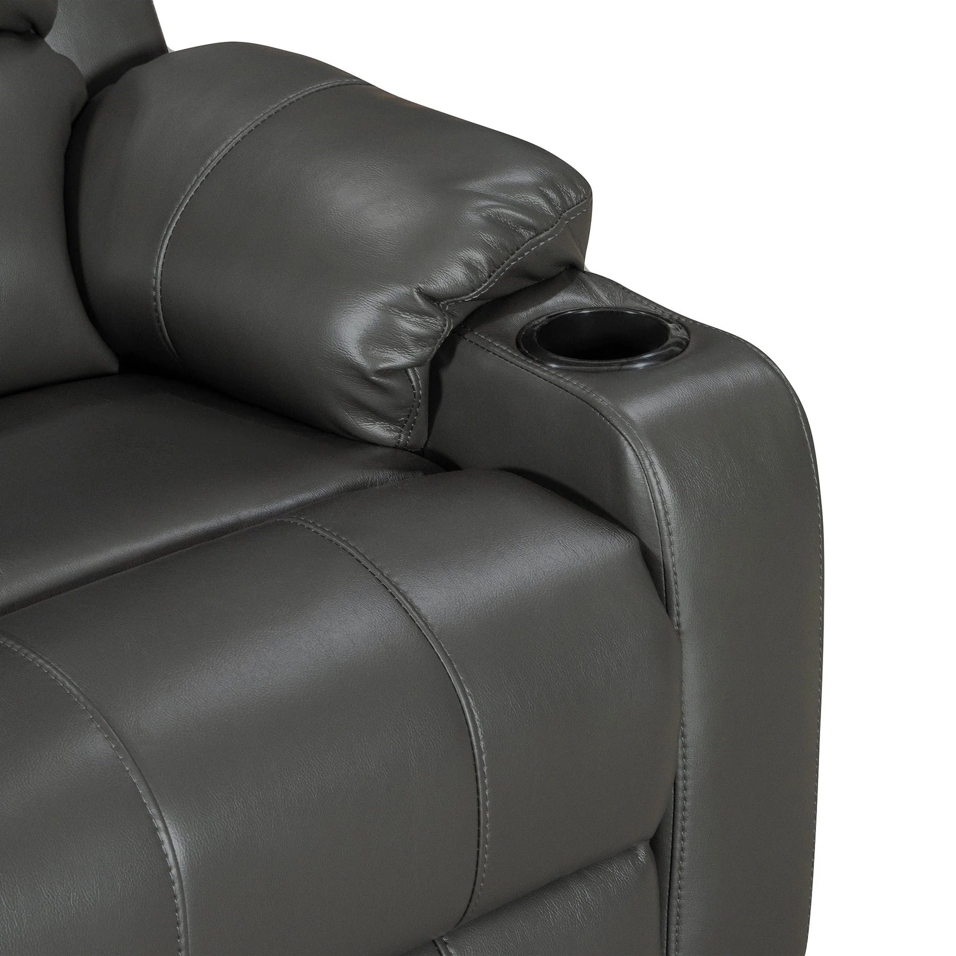 Henley Air Leather Manual 1 Seater Recliner Sofa - Grey - Image 7