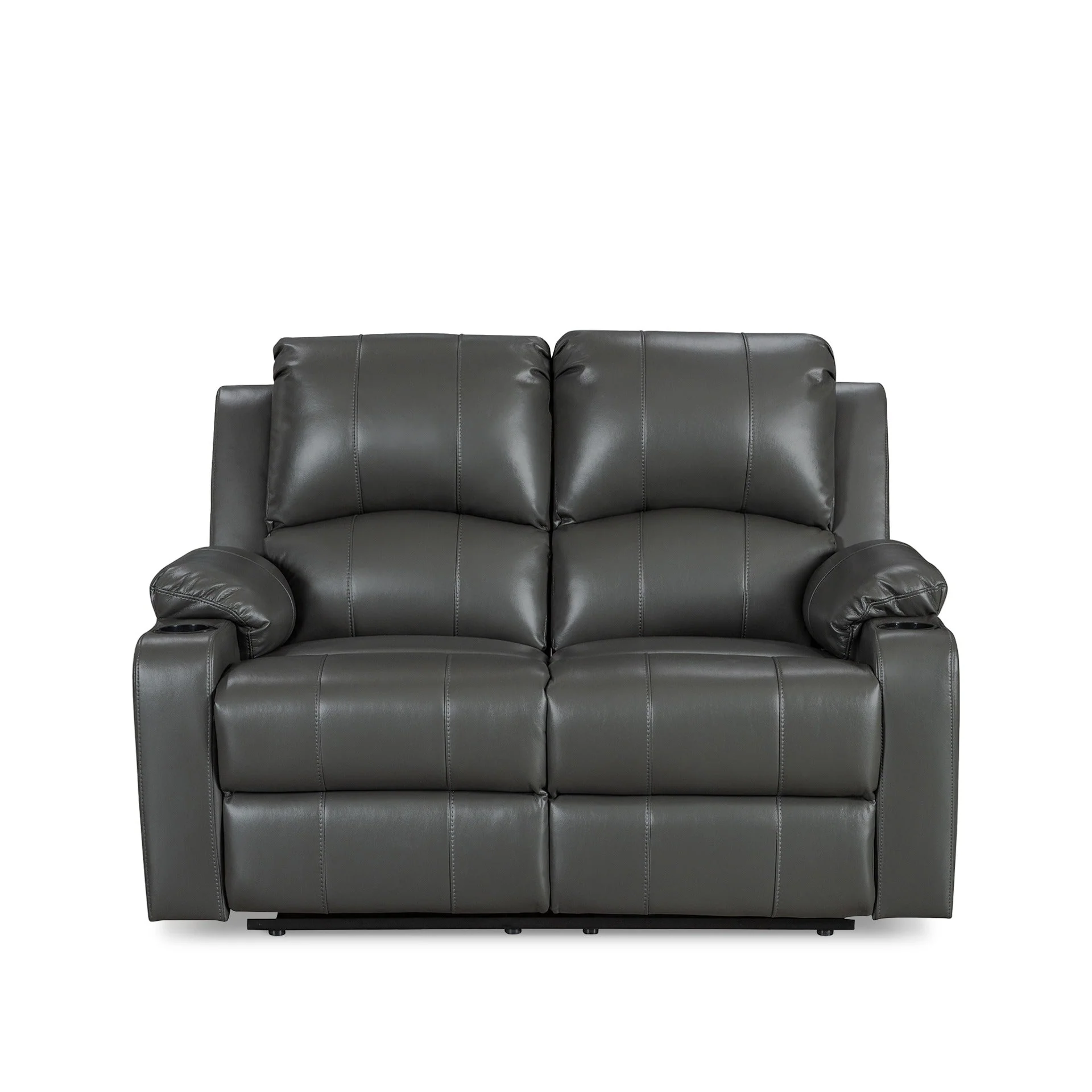 Henley Air Leather Manual 2 Seater Recliner Sofa - Grey - Image 3