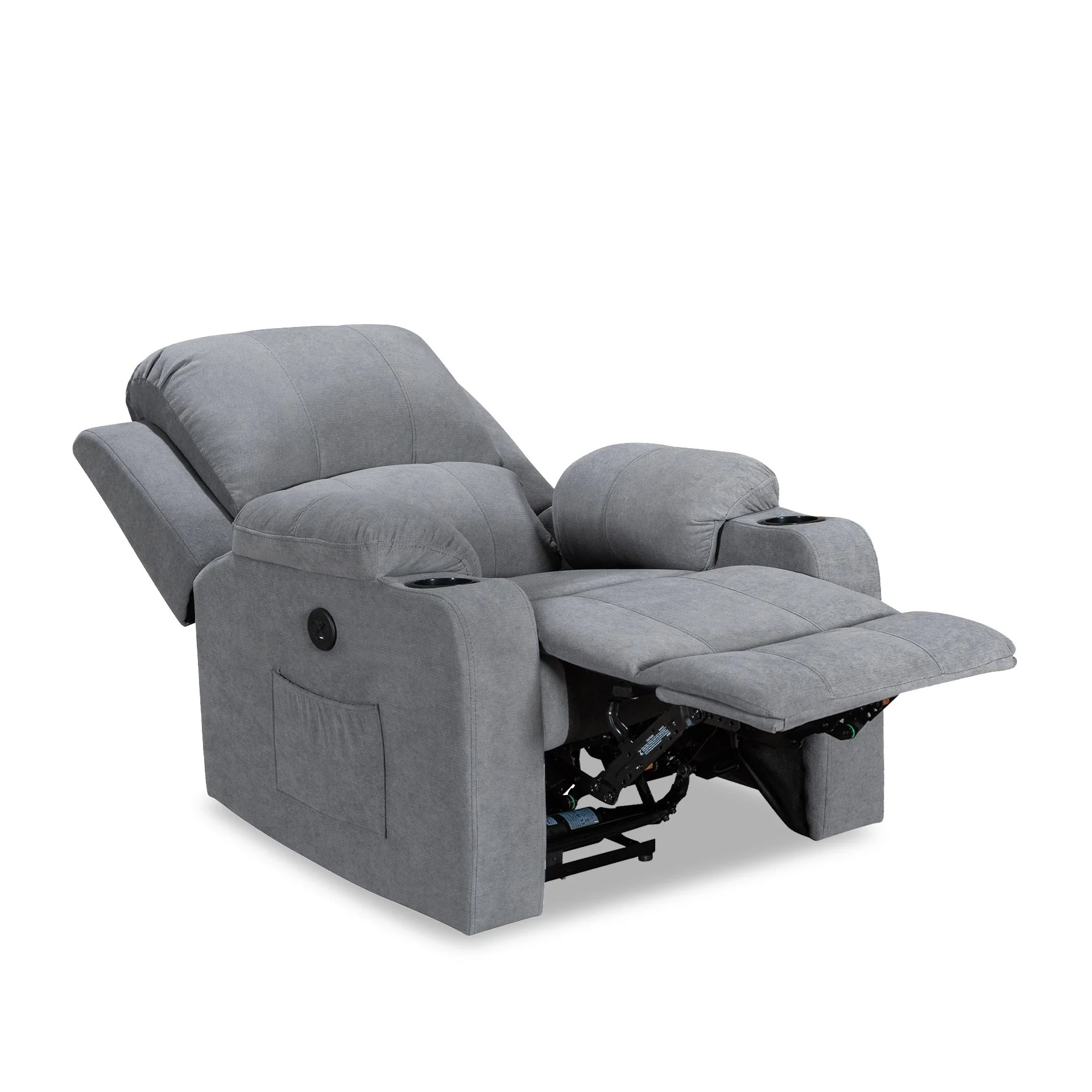 Henley Fabric Electric 1 Seater Recliner Sofa - Grey - Image 13