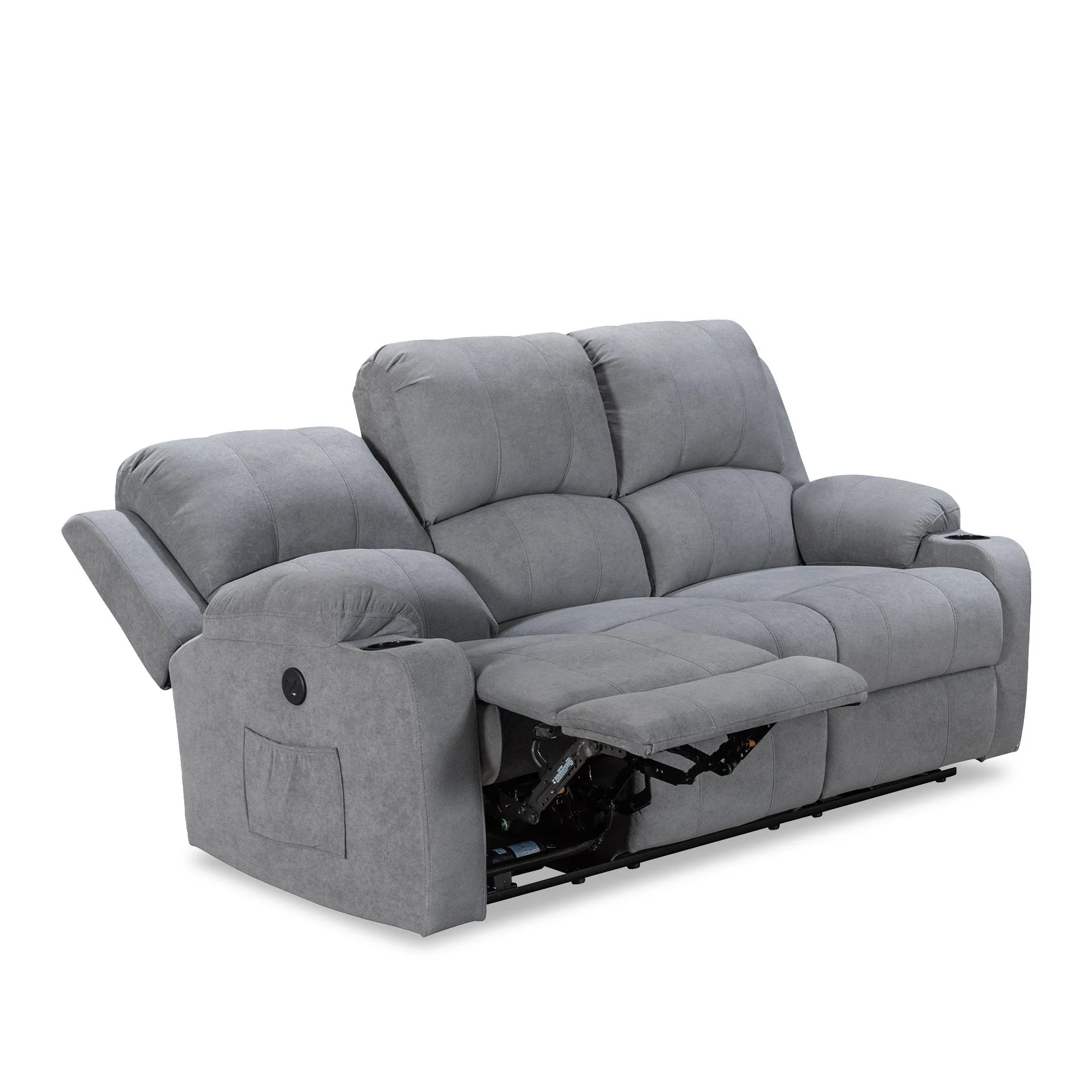 Henley Fabric Electric 3 Seater Recliner Sofa - Grey - Image 13