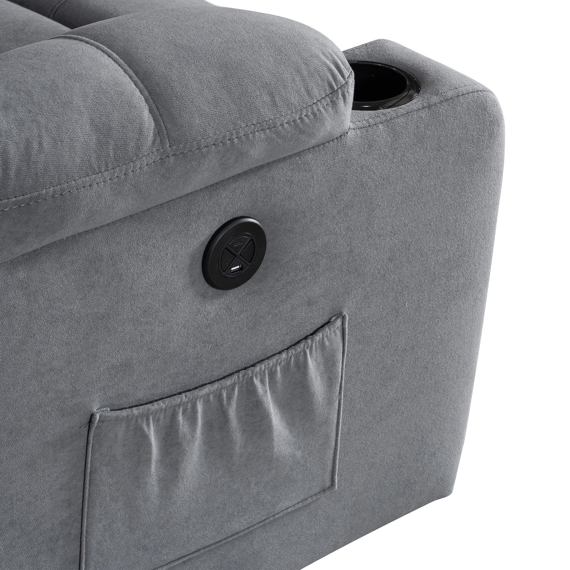 Henley Fabric Electric 3 Seater Recliner Sofa - Grey - Image 14