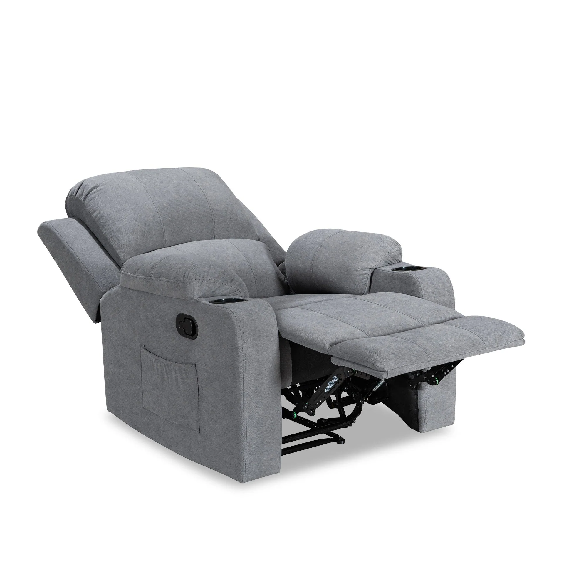 Henley Fabric Manual 1 Seater Recliner Sofa - Grey - Image 10