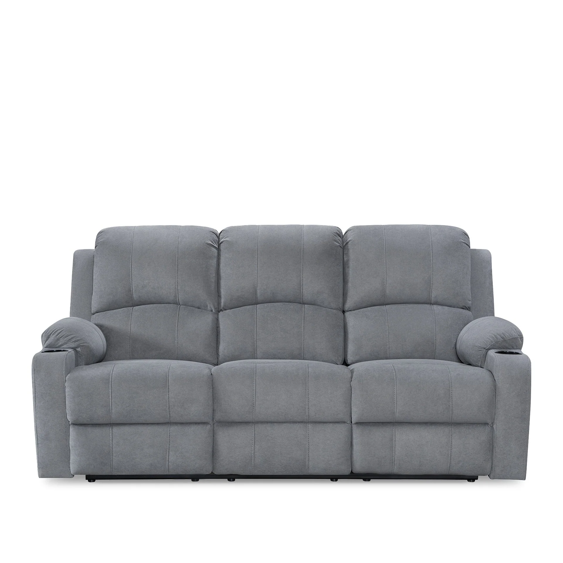Henley Fabric Manual 3 Seater Recliner Sofa - Grey - Image 11