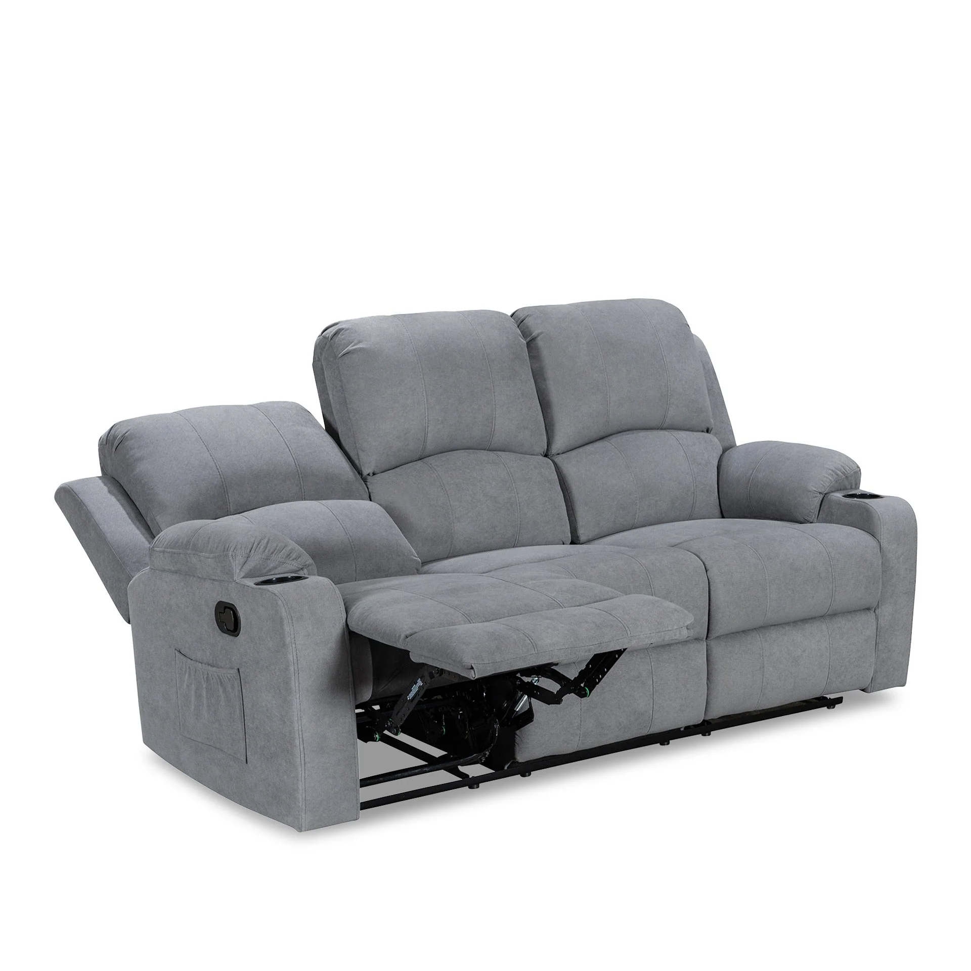 Henley Fabric Manual 3 Seater Recliner Sofa - Grey - Image 13
