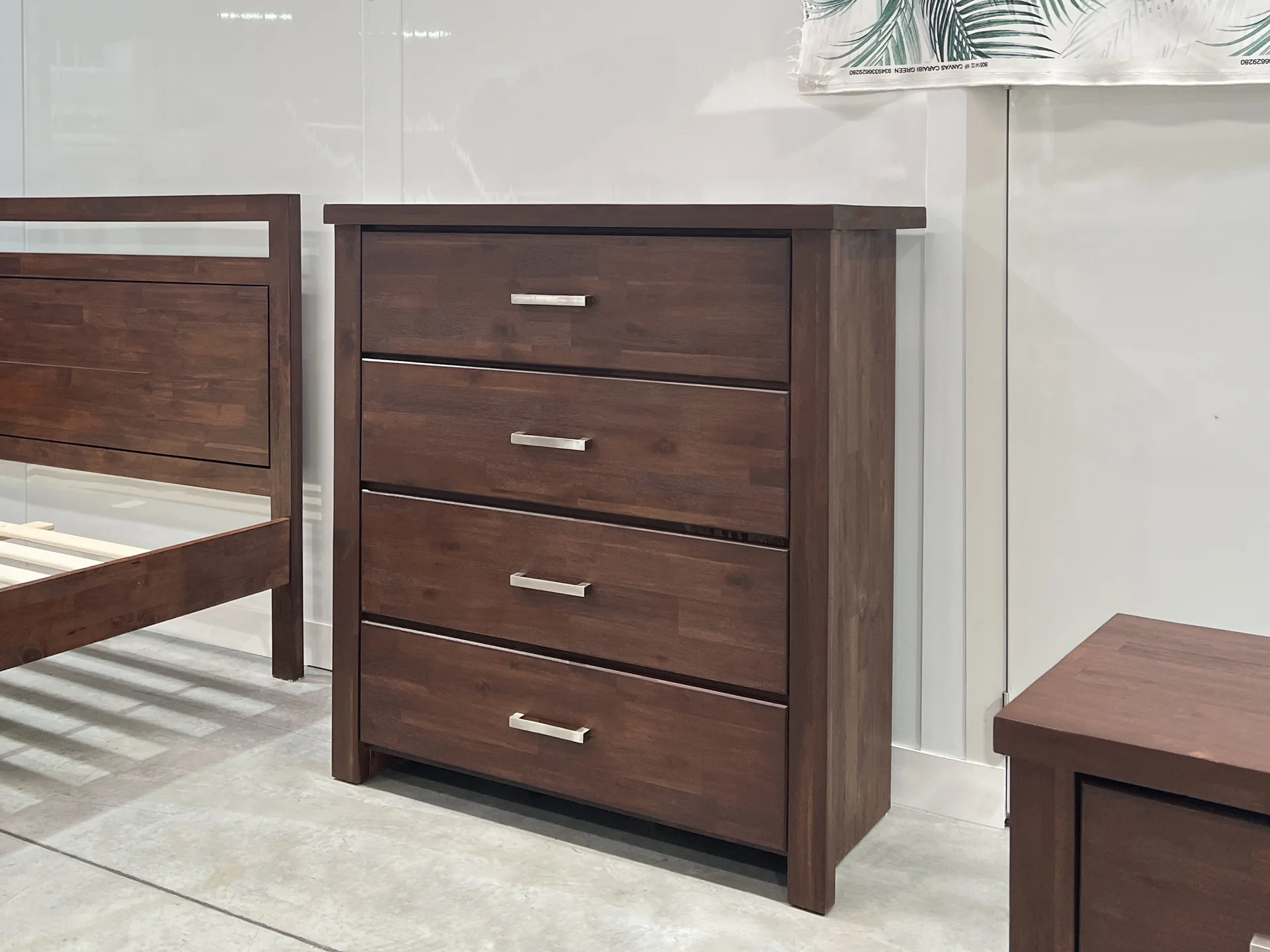Hensley Solid Acacia Wood 4 Drawer Tallboy - Rain Oak