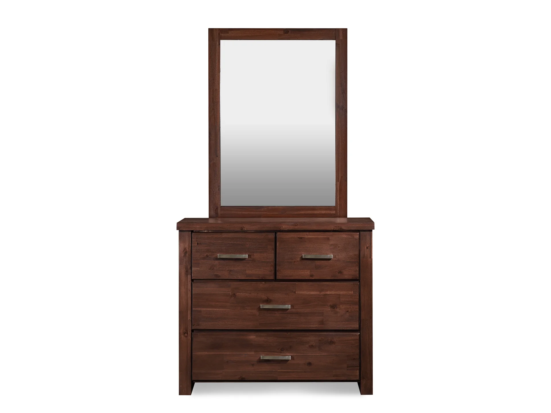Hensley Solid Wood 4 Drawer Dresser with Mirror - Rain Oak - Image 2