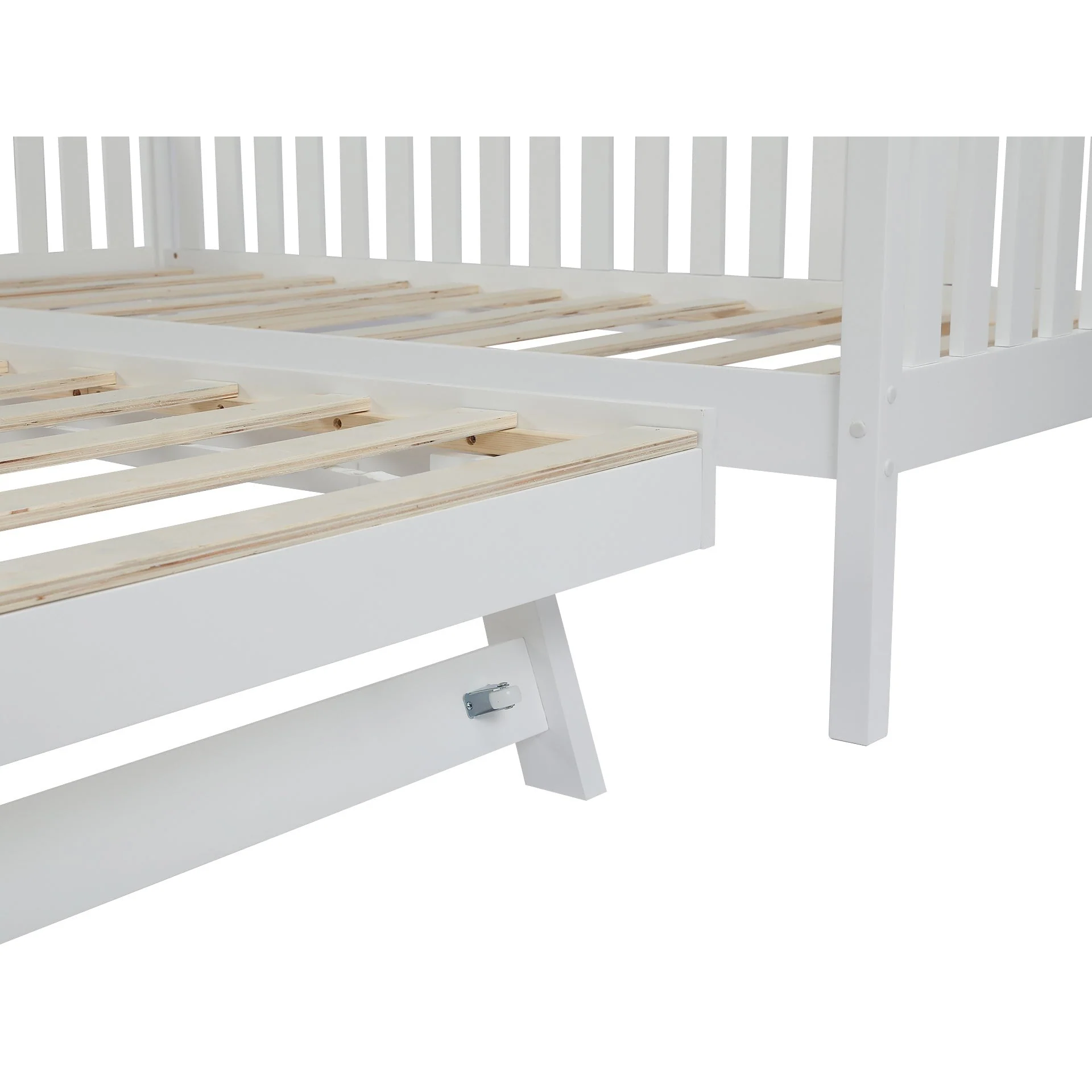 Herbert Single Wooden Trundle Bed Frame - White - Image 10