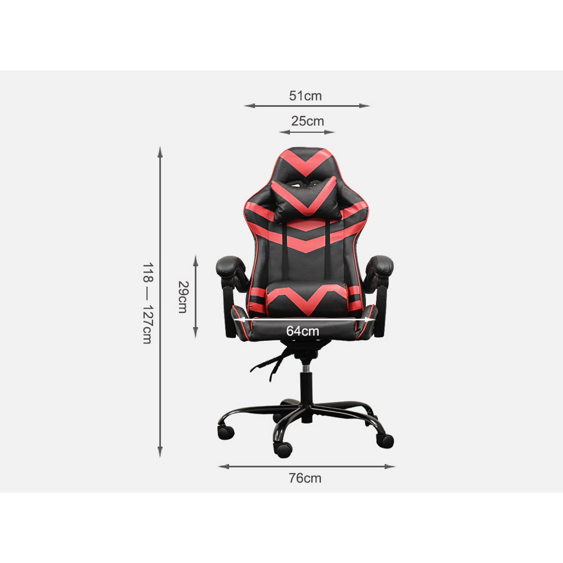 HERO Gaming Chair - BLACK + RED - Image 2