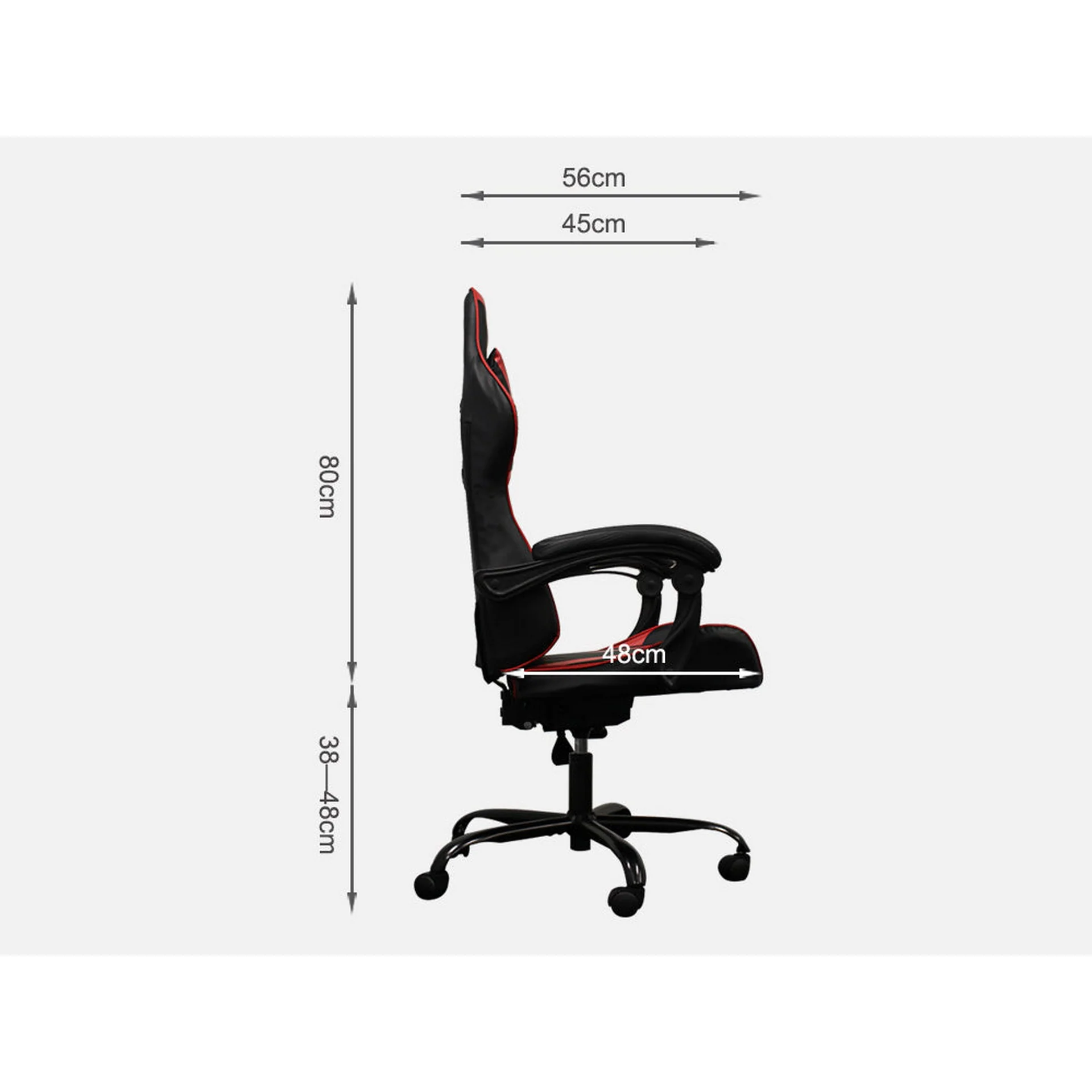 HERO Gaming Chair - BLACK + RED - Image 7