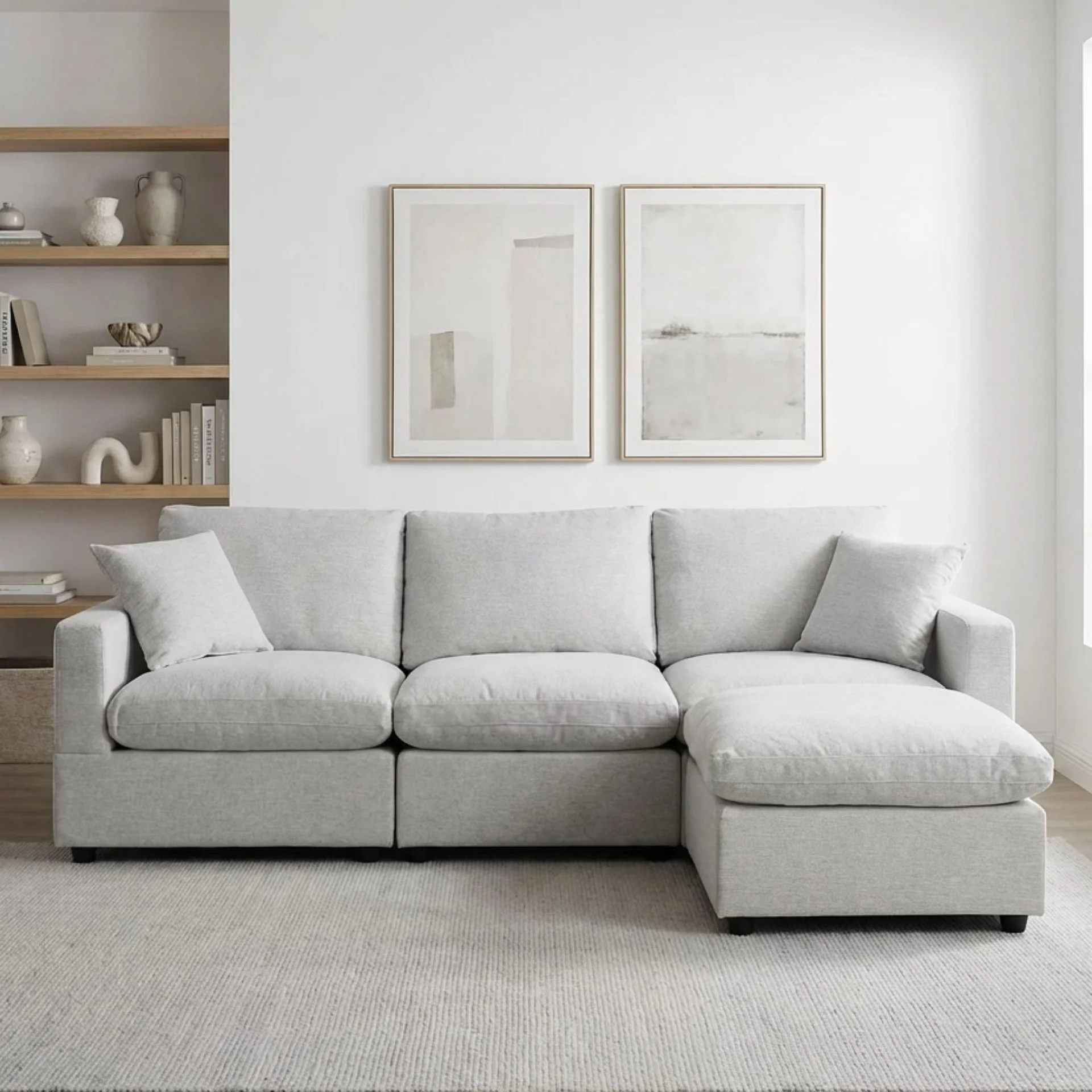 Hexham 3 Seater Modular Sofa with Ottoman - Grey - Image 4