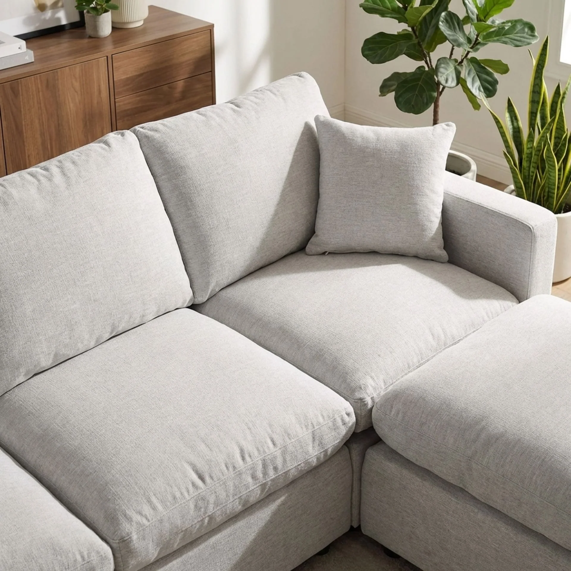 Hexham 3 Seater Modular Sofa with Ottoman - Grey - Image 6