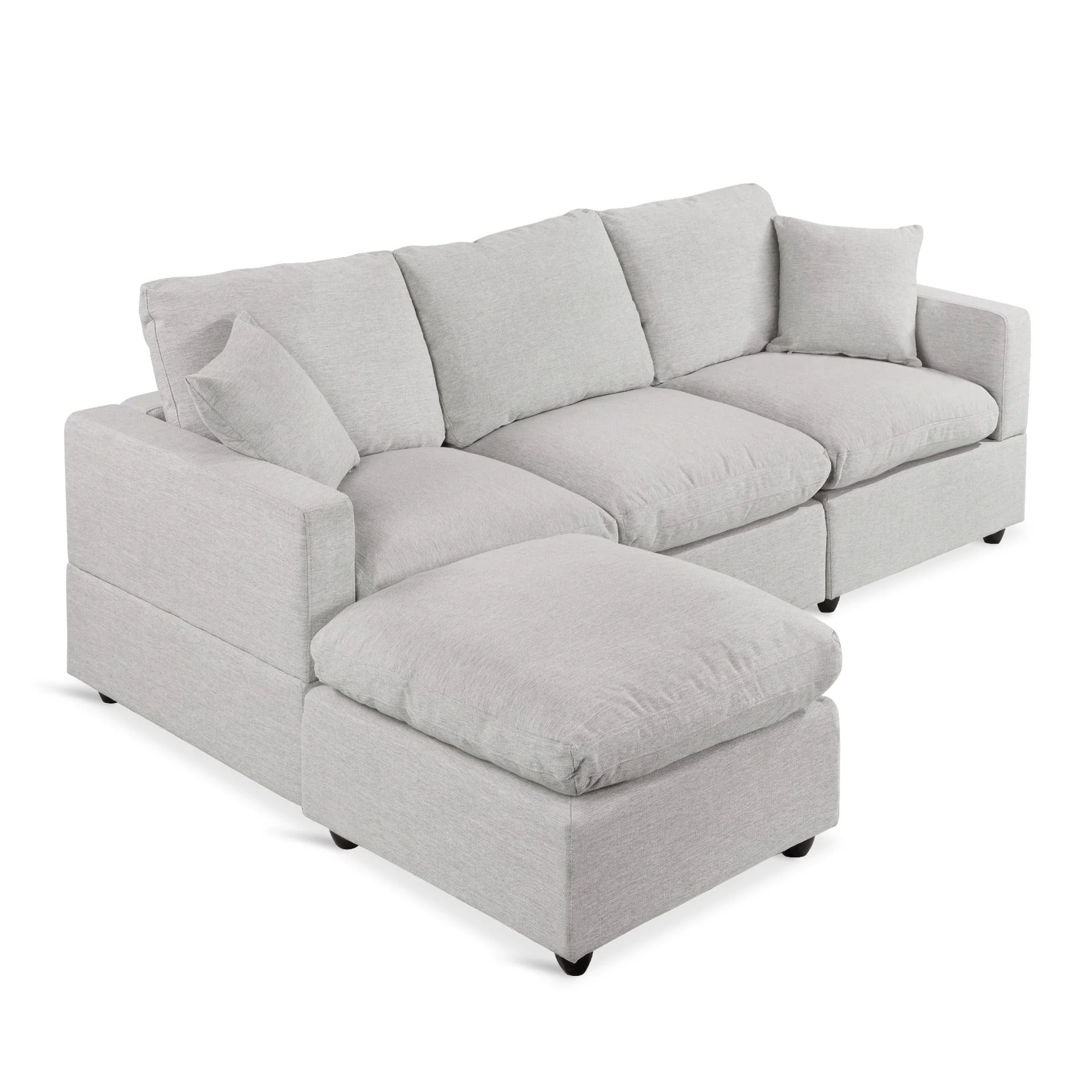 Hexham 3 Seater Modular Sofa with Ottoman - Grey - Image 7