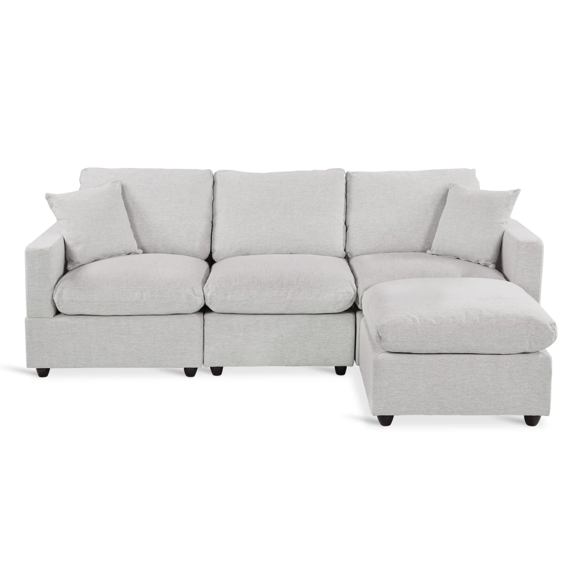 Hexham 3 Seater Modular Sofa with Ottoman - Grey - Image 9