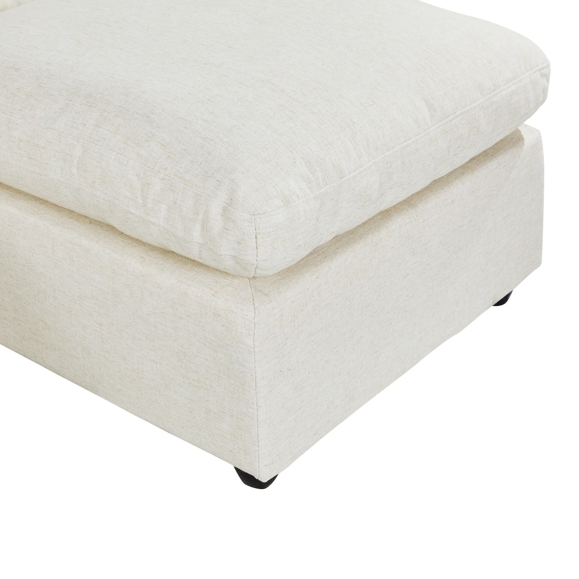Hexham 3 Seater Modular Sofa with Ottoman - Linen Cream - Image 14