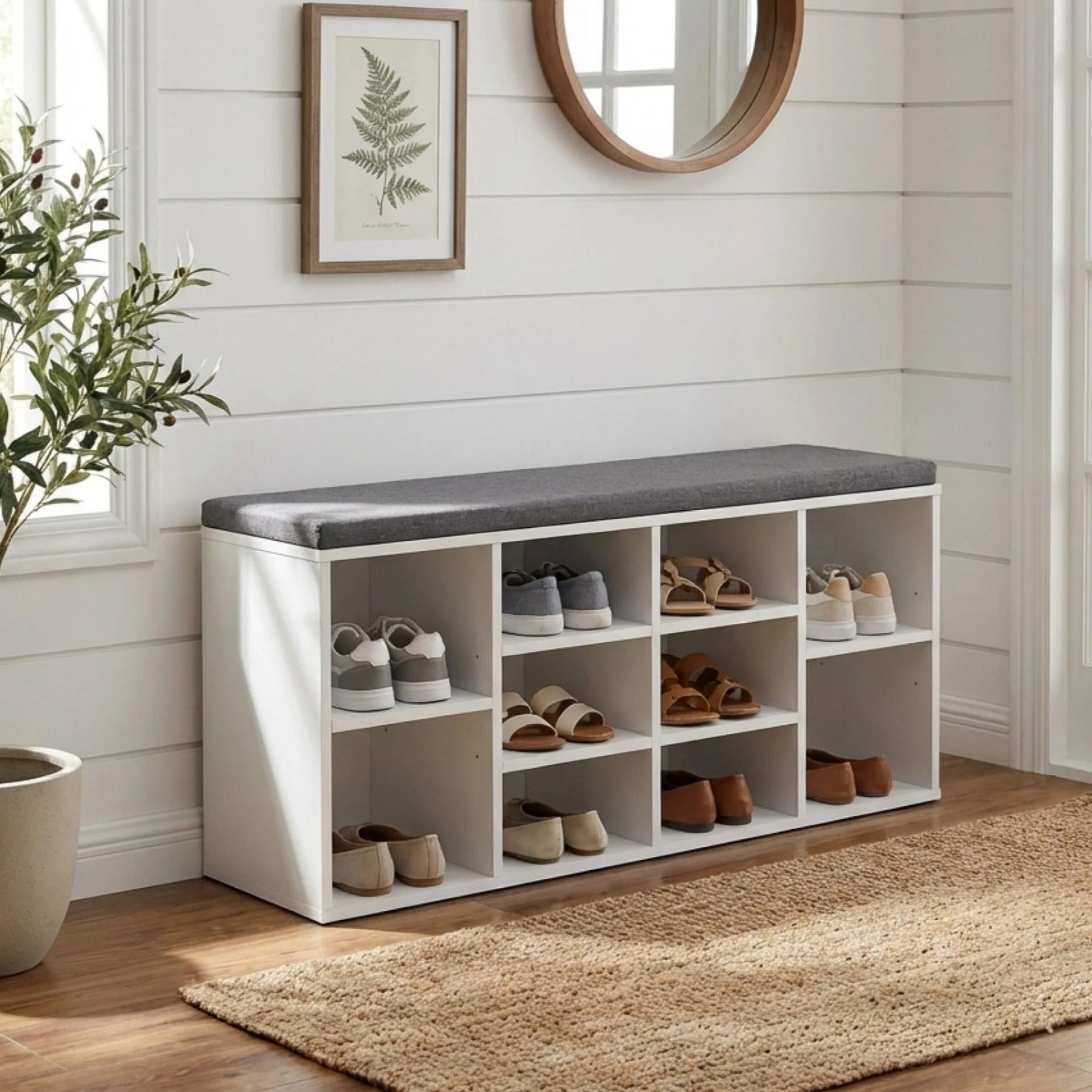 Hikaka Shoe Cabinet Shoe Bench - White