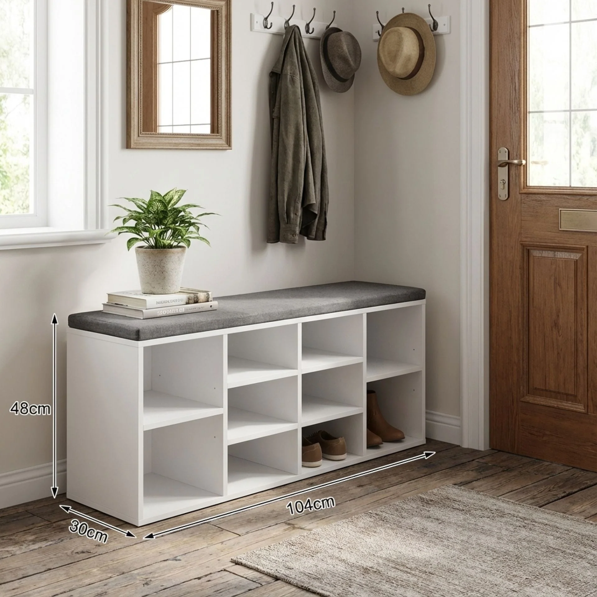 Hikaka Shoe Cabinet Shoe Bench - White - Image 3