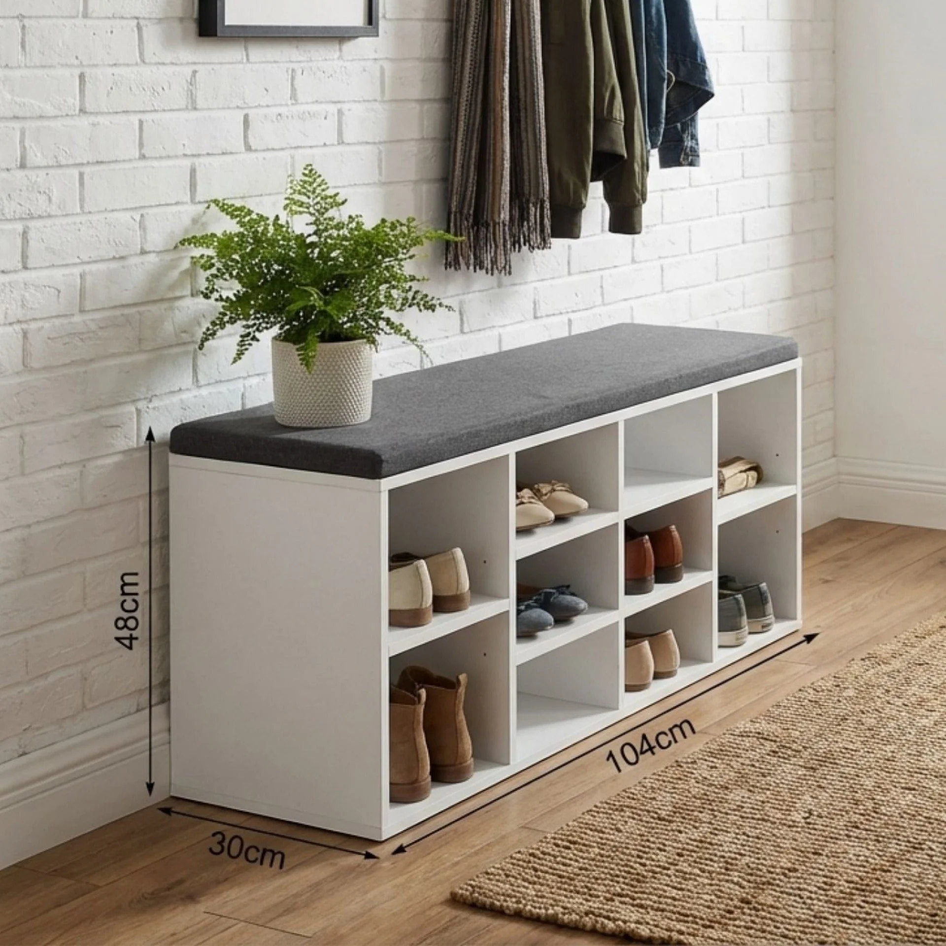 Hikaka Shoe Cabinet Shoe Bench - White - Image 7