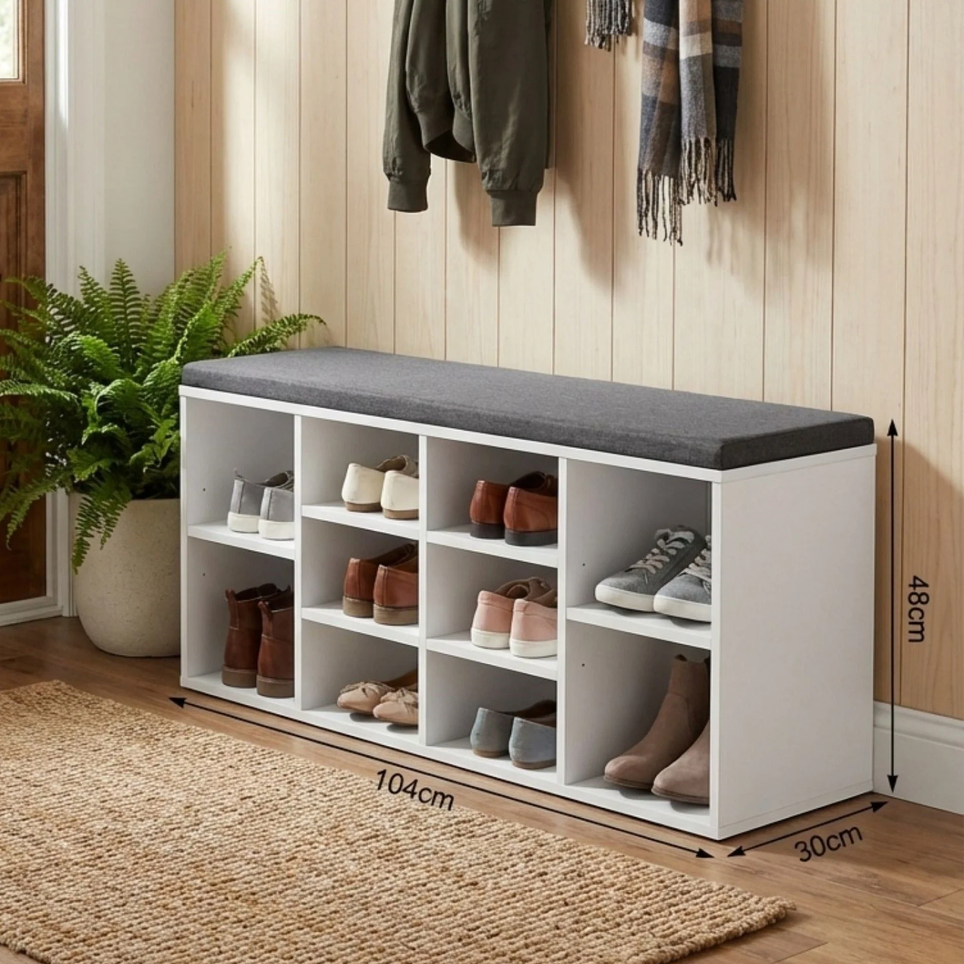 Hikaka Shoe Cabinet Shoe Bench - White - Image 8