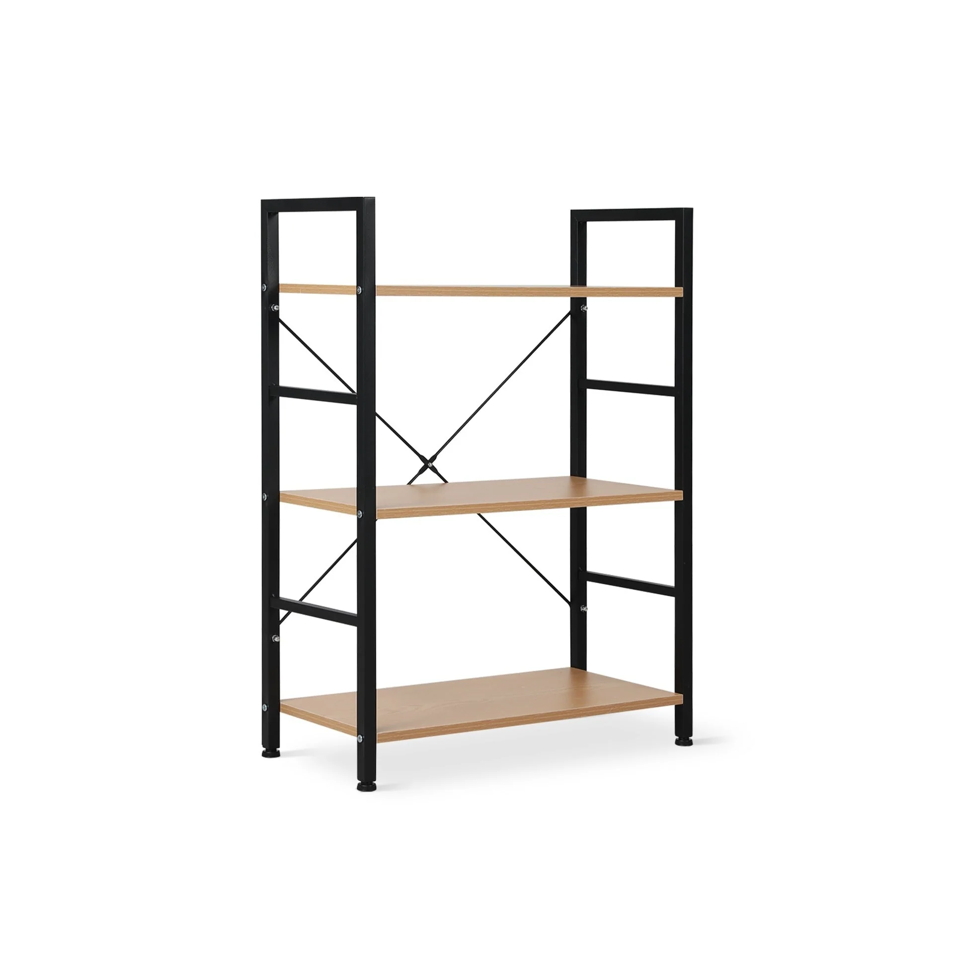 Hikuai 3 Tier Bookshelf - Natural + Black - Image 6