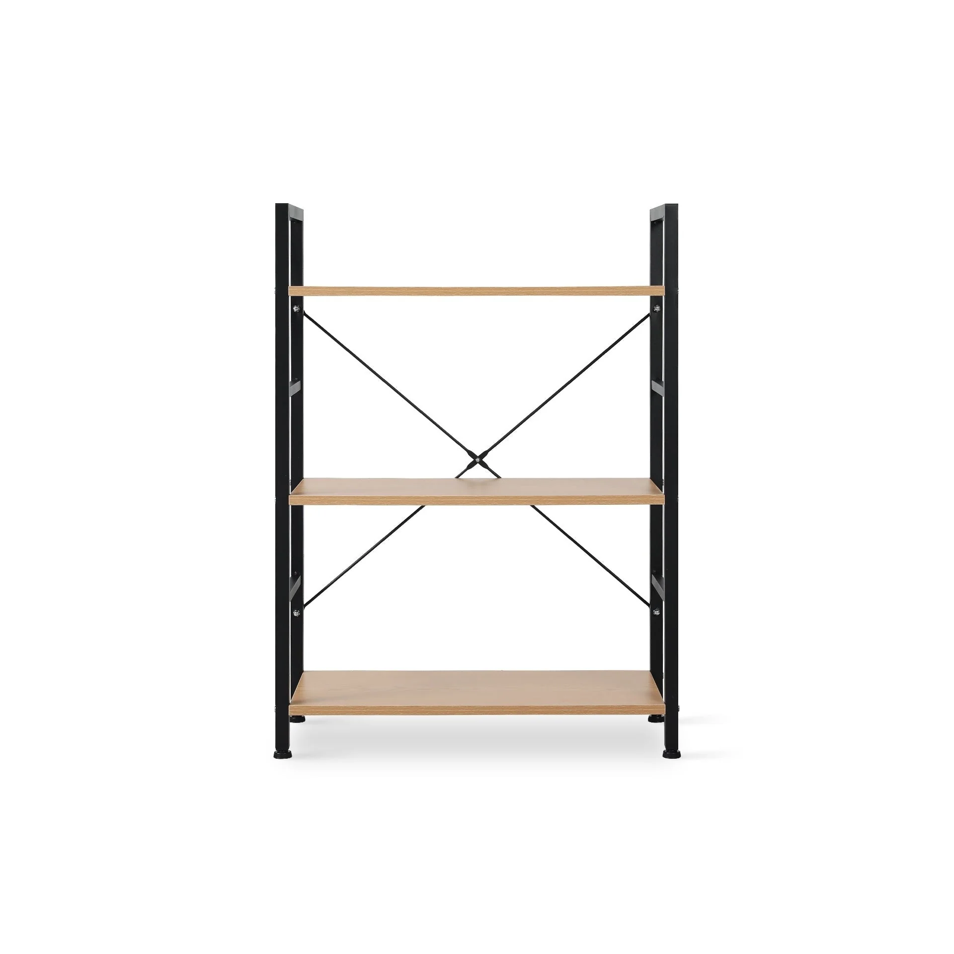 Hikuai 3 Tier Bookshelf - Natural + Black - Image 7