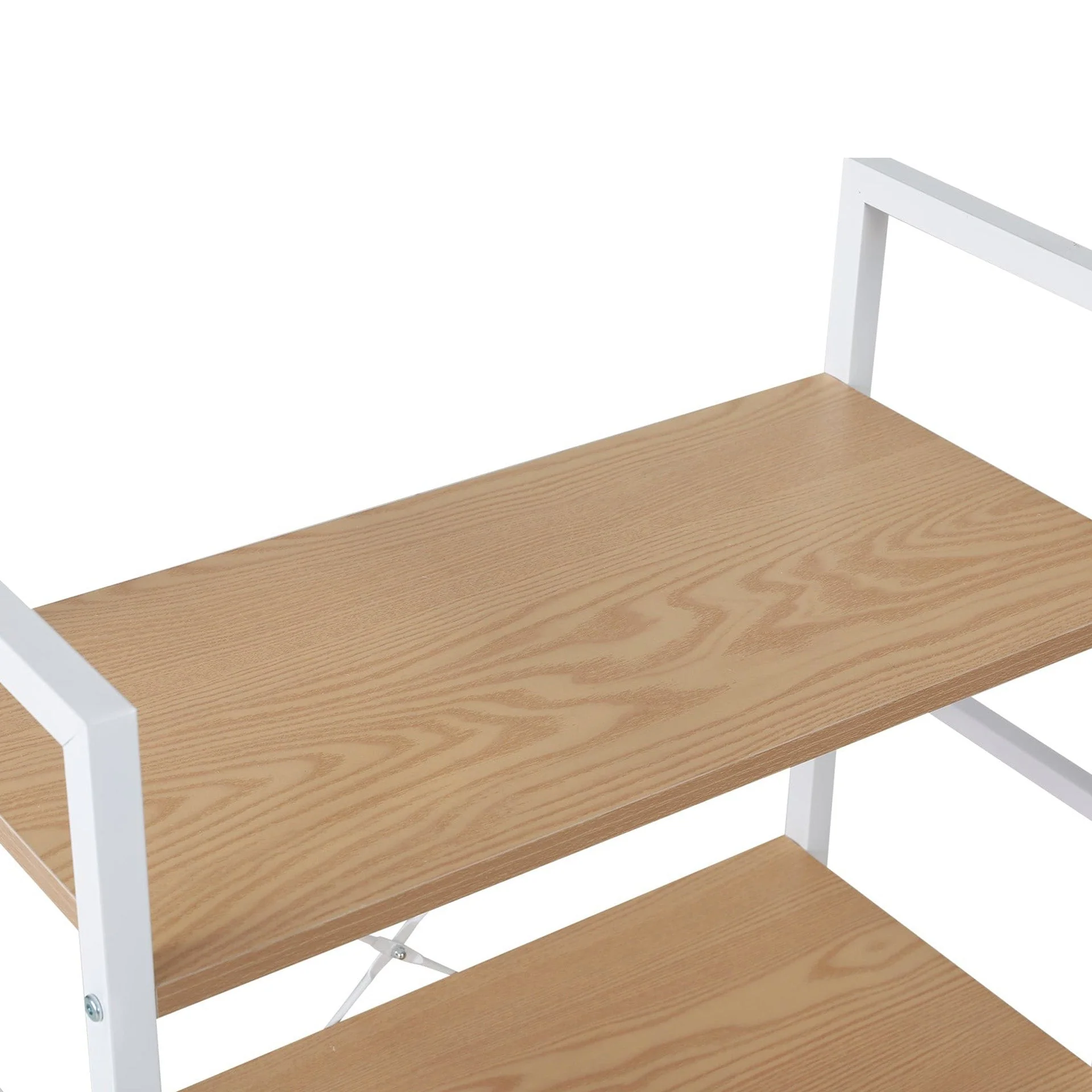 Hikuai 3 Tier Bookshelf - Natural + White - Image 10